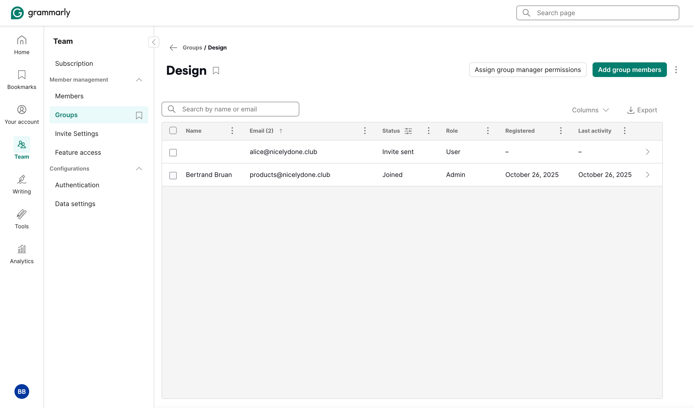 Grammarly - Account | Grammarly screen