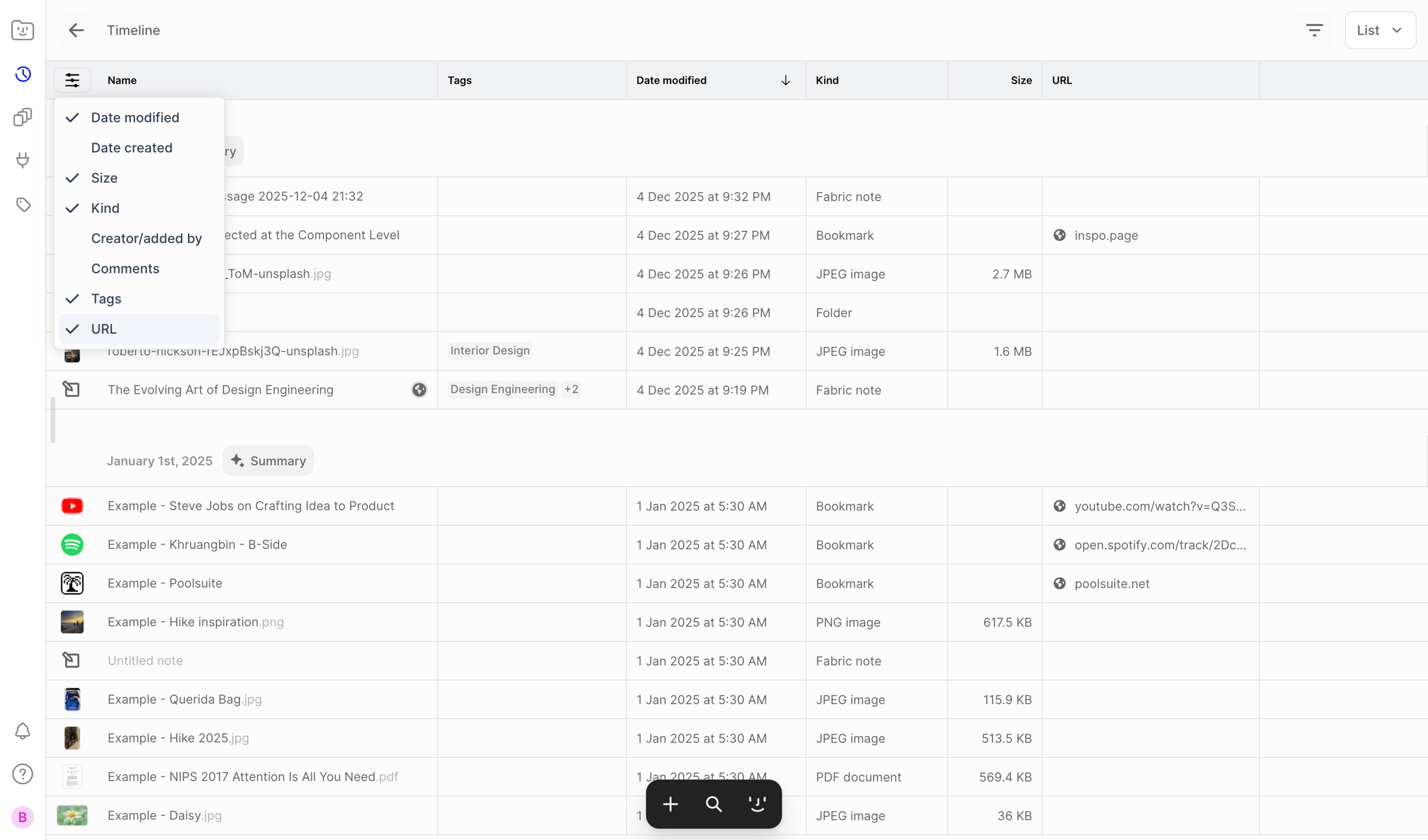 Fabric - Fabric | Timeline screen