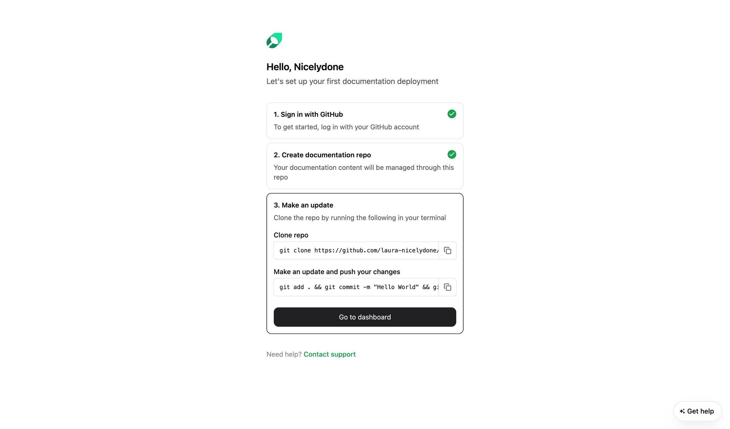 Mintlify - Onboarding - Mintlify screen