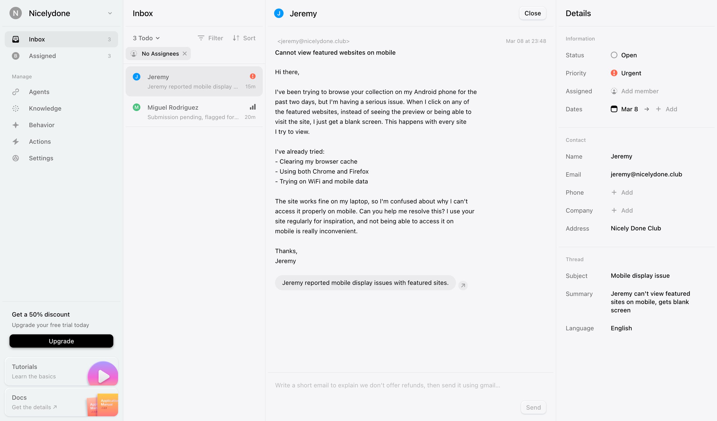Lemni - Inbox › Jeremy screen