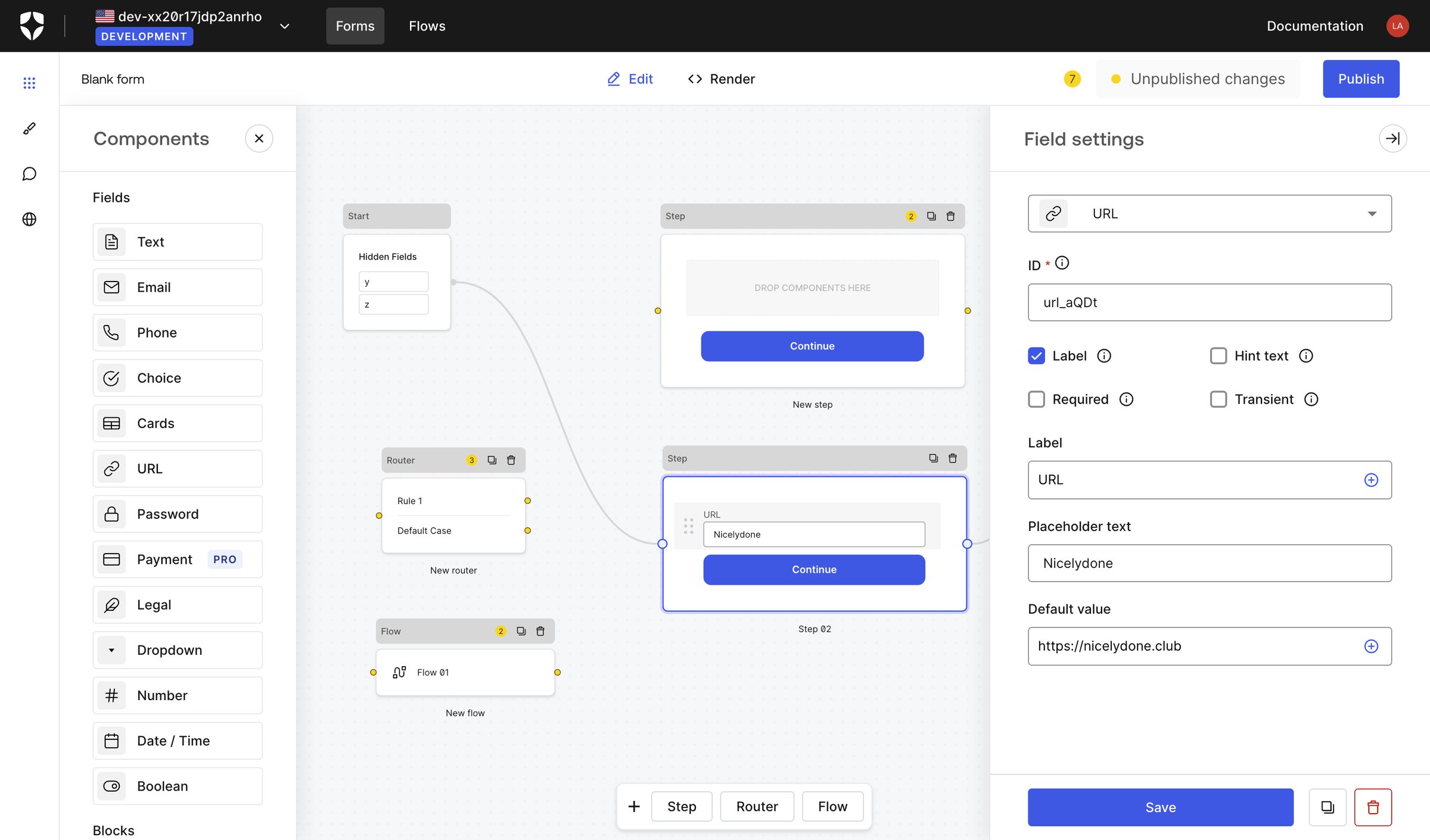 Auth0 - Blank form | Form Editor screen