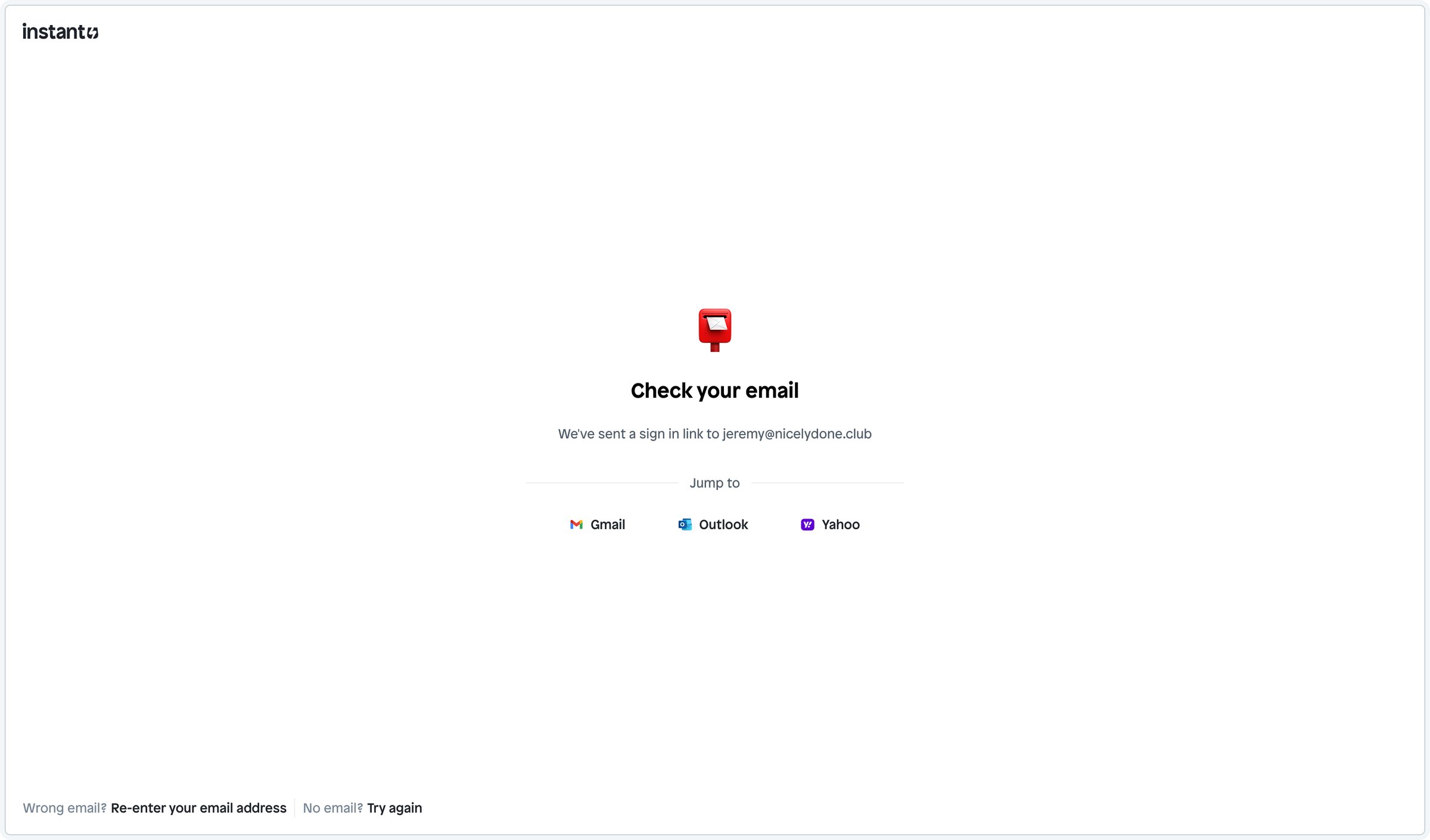 Instant - Verify email | Instant screen