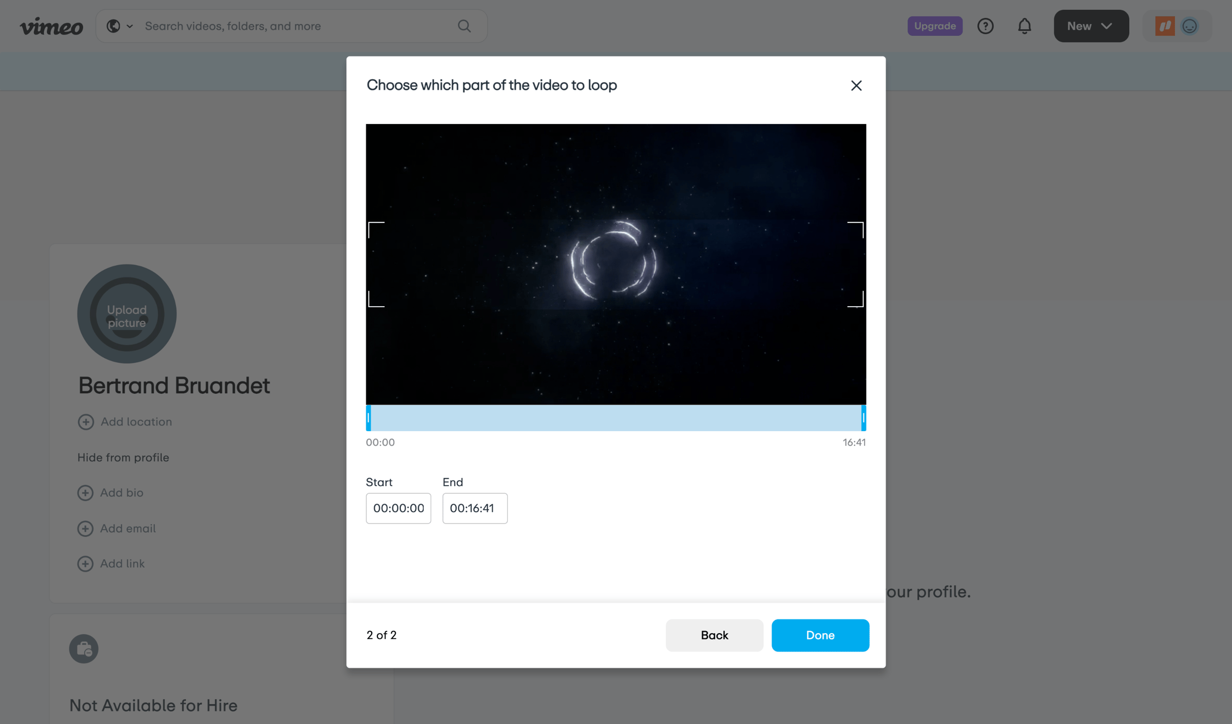 Vimeo - Bertrand Bruandet screen