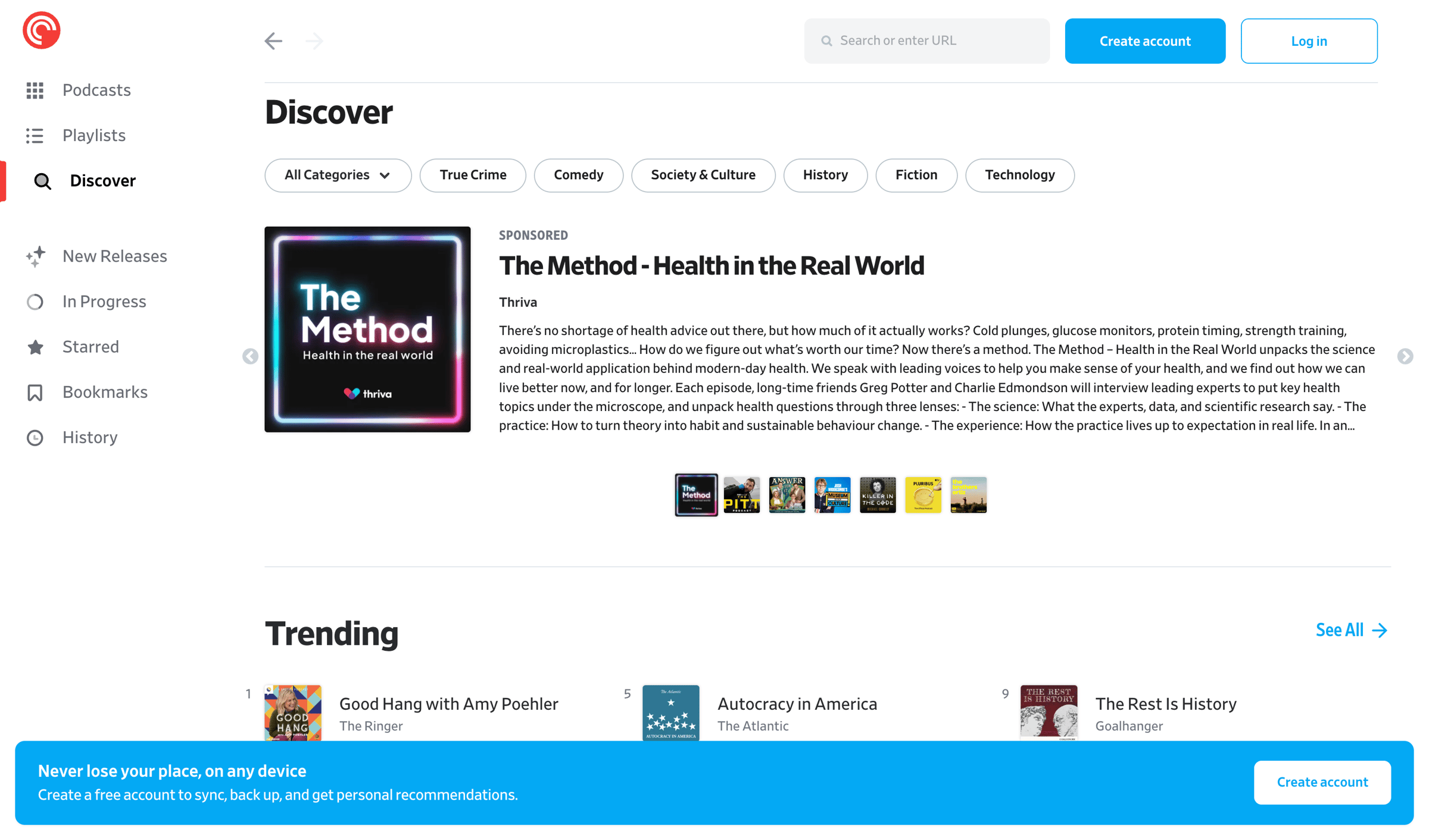 Pocket Casts - Discover - Pocket Casts screen
