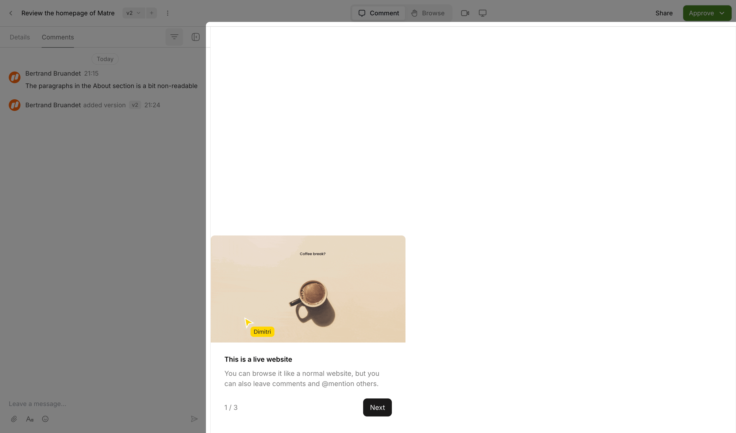 Workflow screen