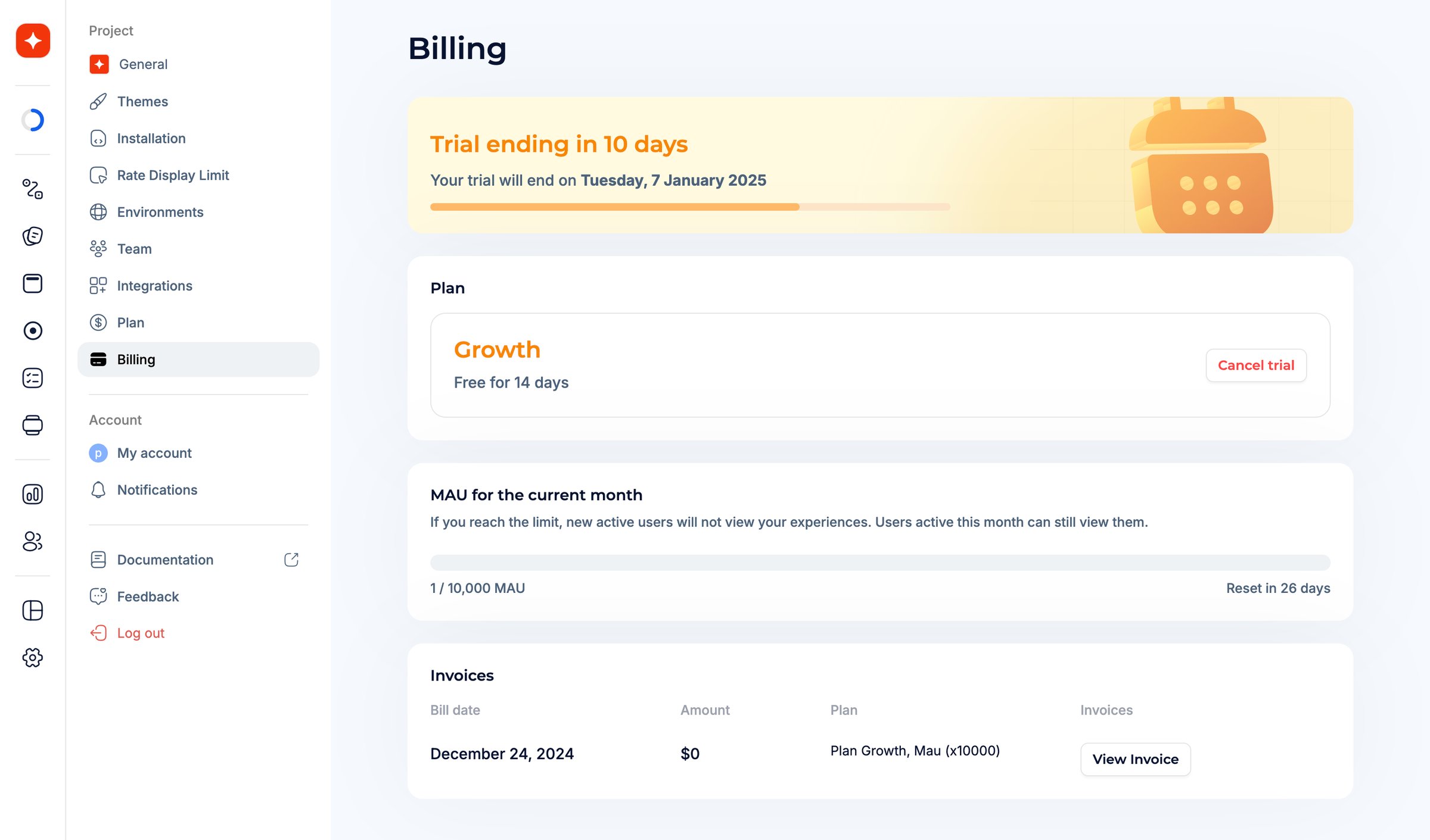 Jimo - Billing · Jimo screen