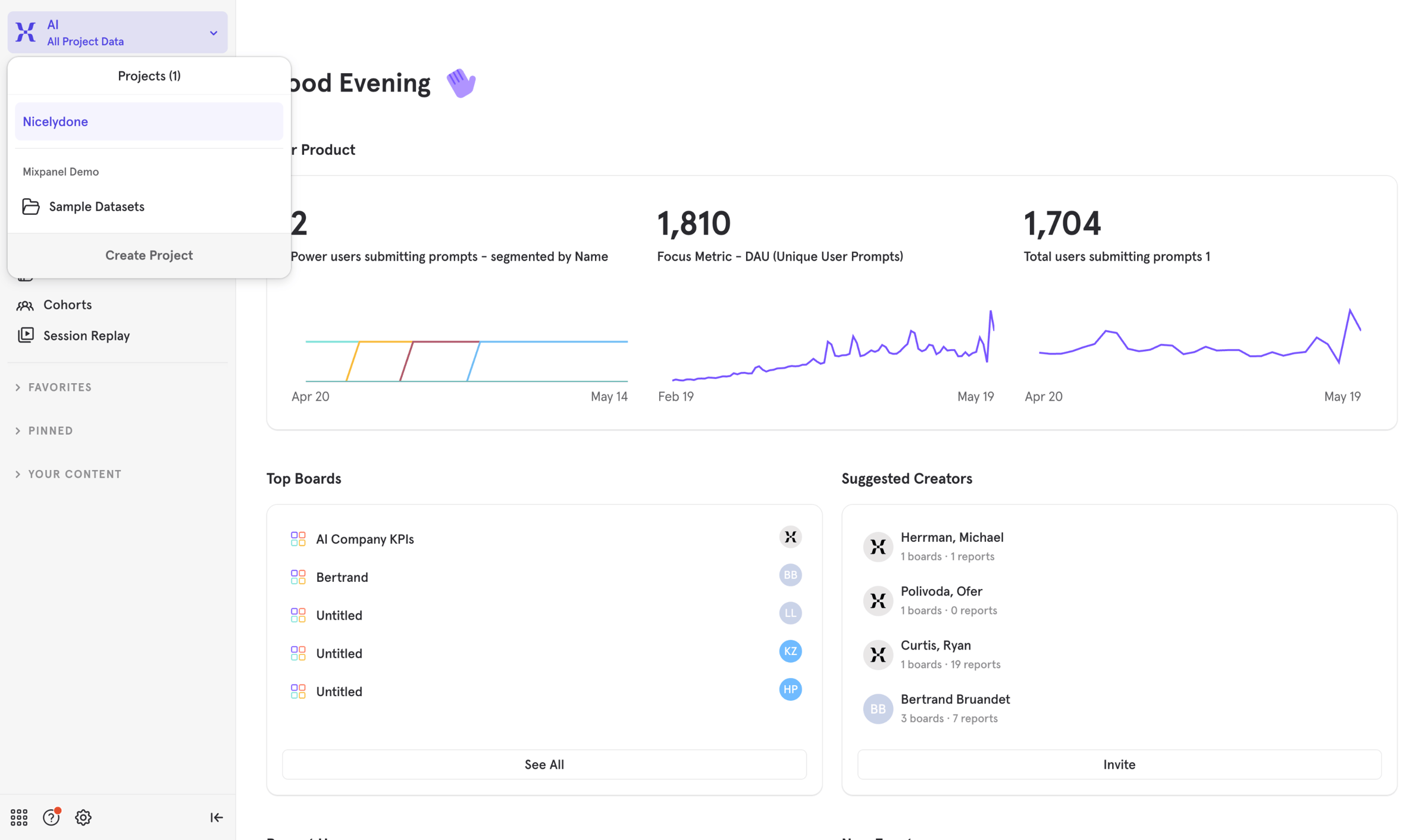 Mixpanel - Mixpanel - Product Analytics screen