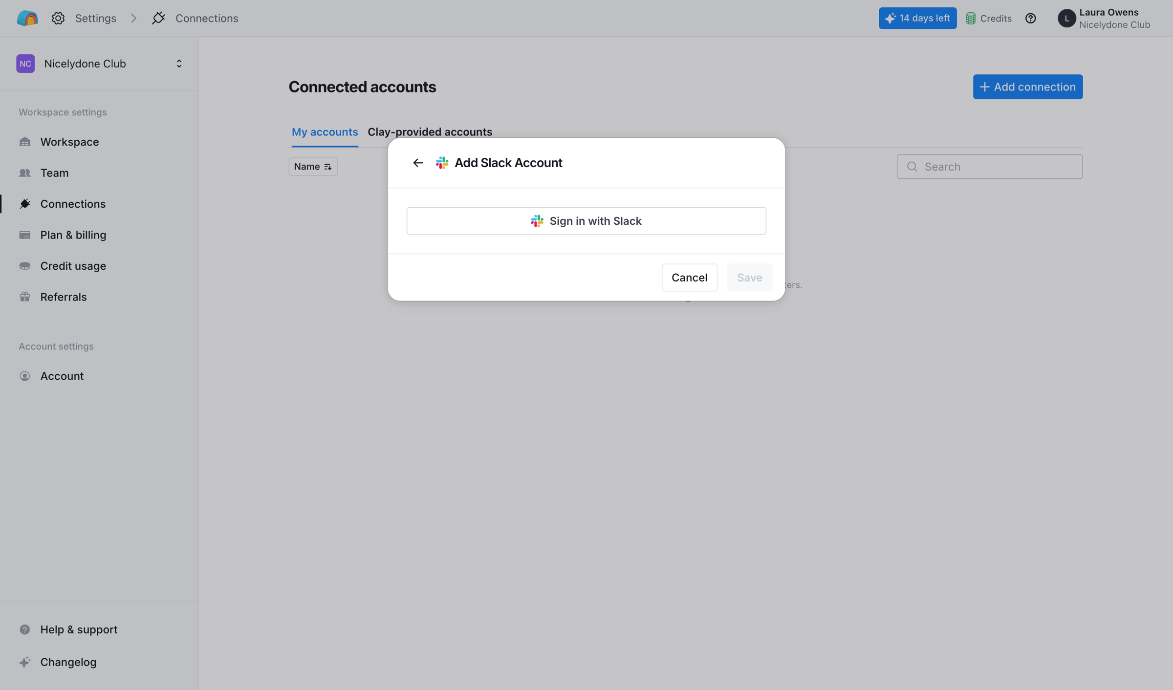 Clay - Clay | Workspace Settings screen