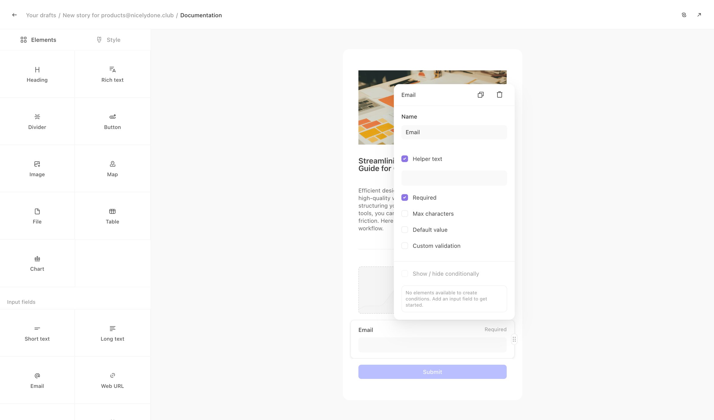 Tines - Documentation - Tines screen
