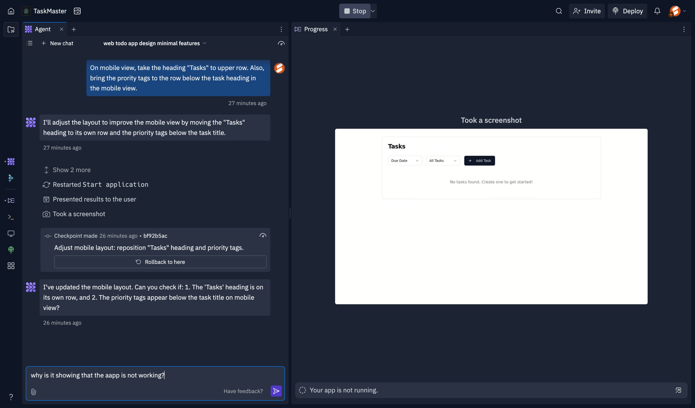 Replit - TaskMaster - Replit screen