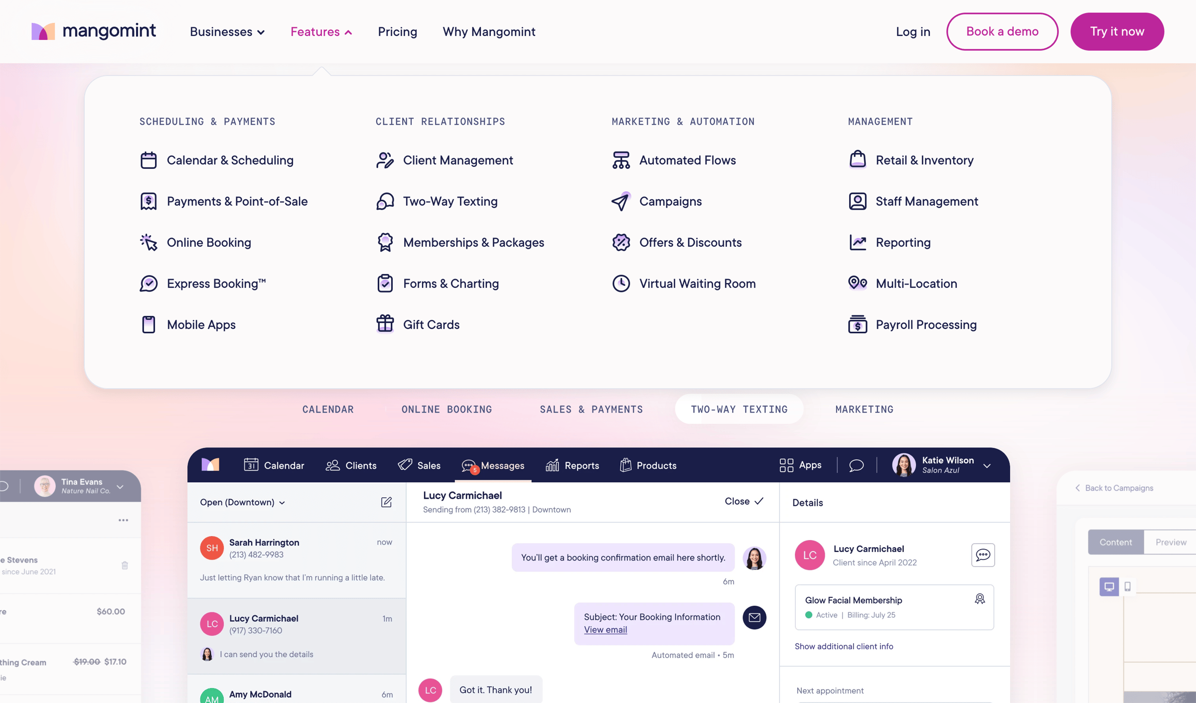 Mangomint - Mangomint | Salon Spa Software Booking Management screen