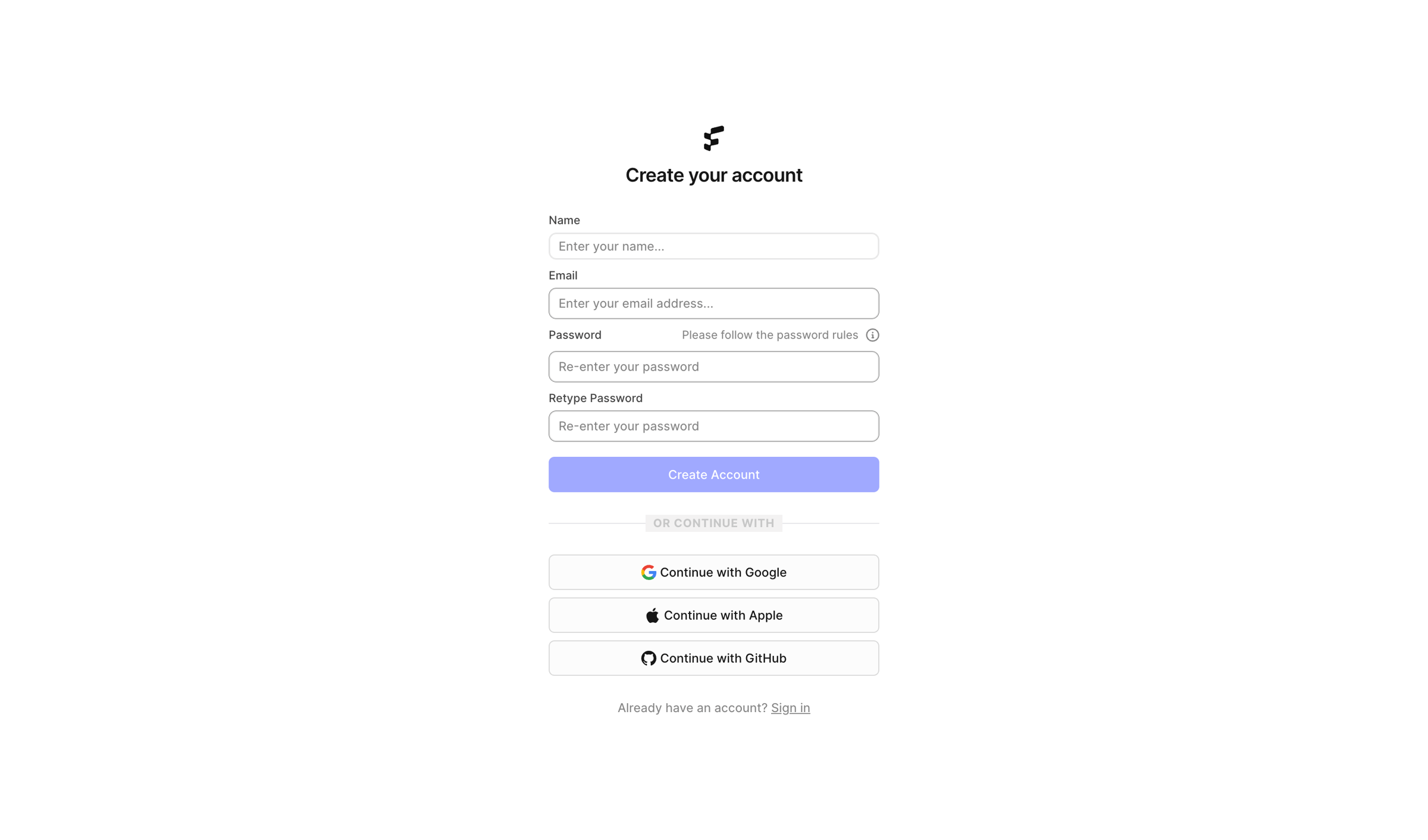 FeatureOS - Sign up | FeatureOS screen