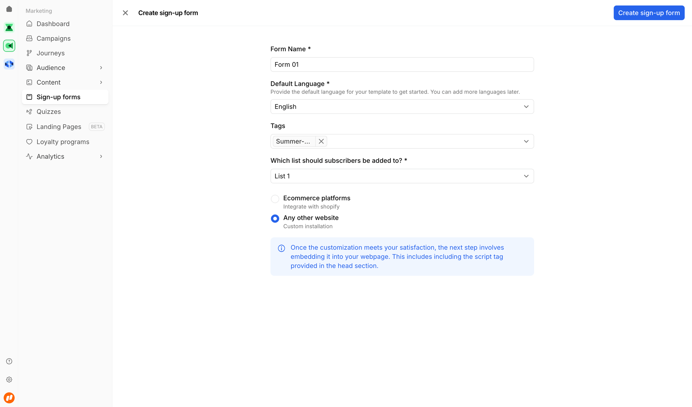 Bird - Create sign-up form | Bird screen