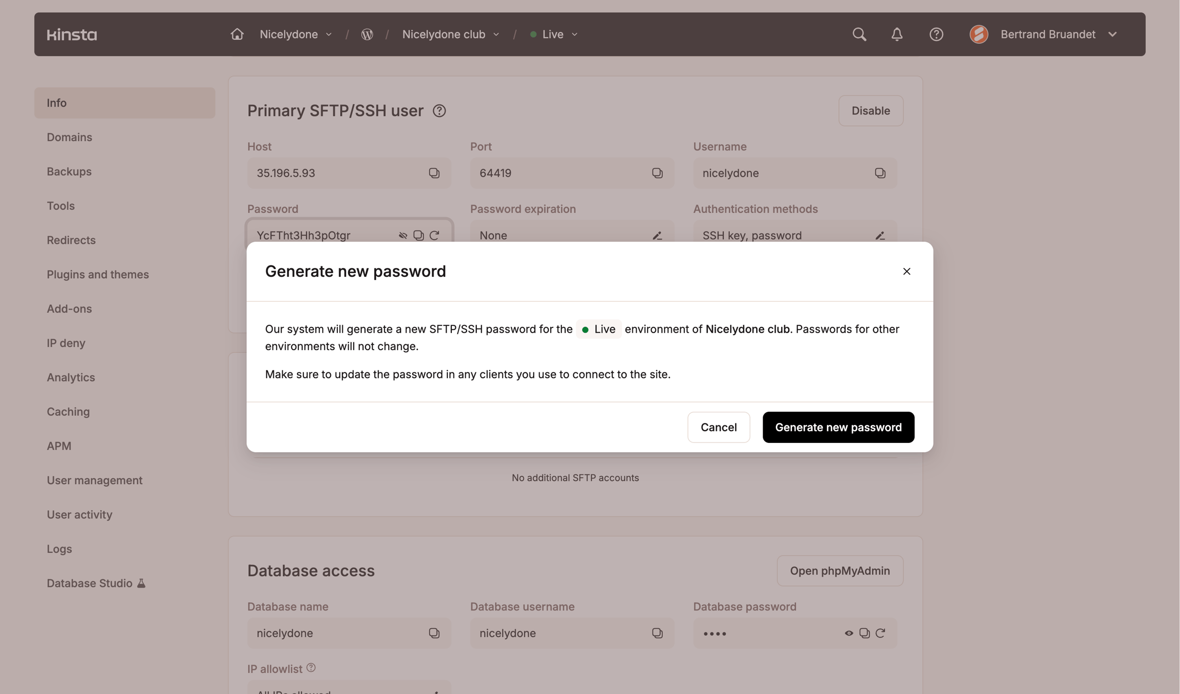 Kinsta - Nicelydone - MyKinsta screen