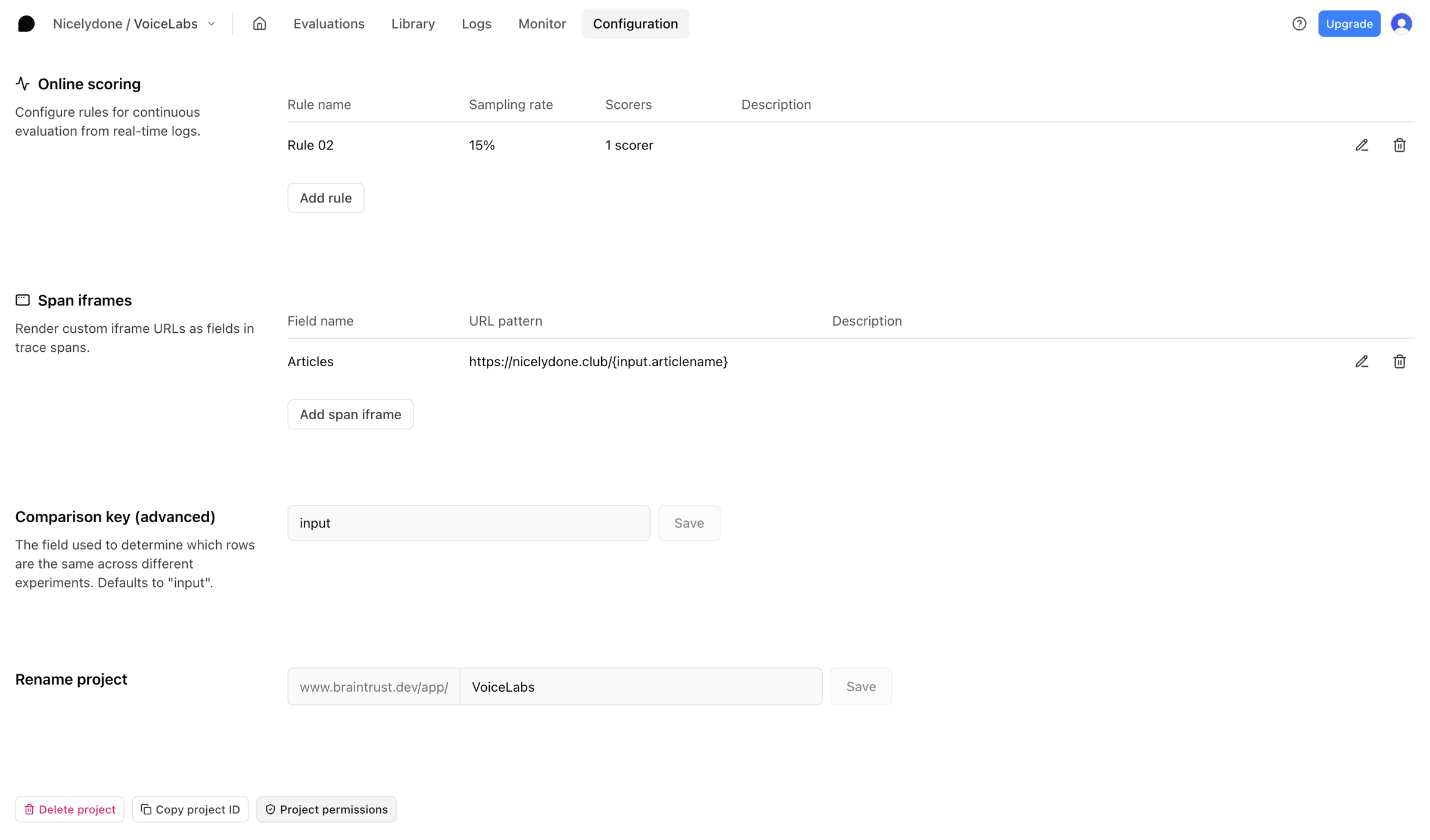 Braintrust - Configuration - VoiceLabs - Braintrust screen