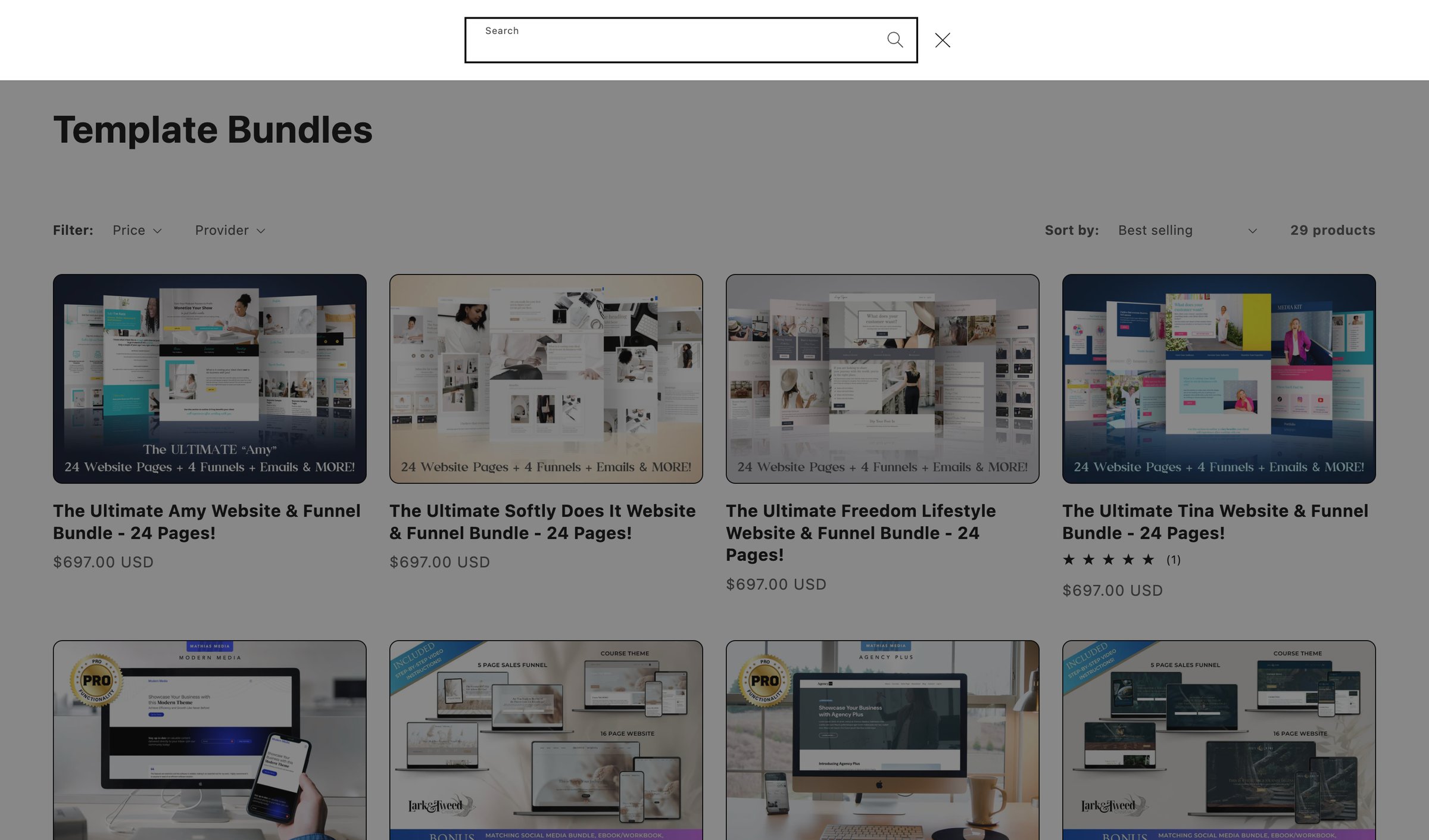 Kajabi - Template Bundles – Kajabi Templates screen