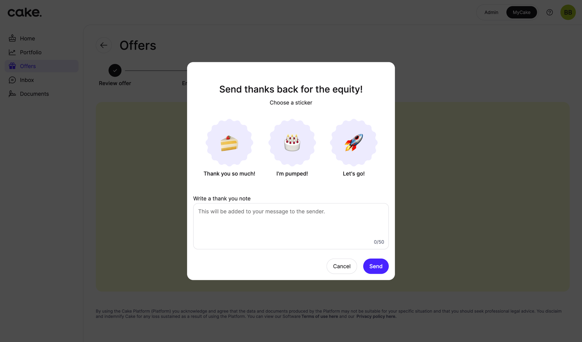 Cake - Cake Portfolio App screen