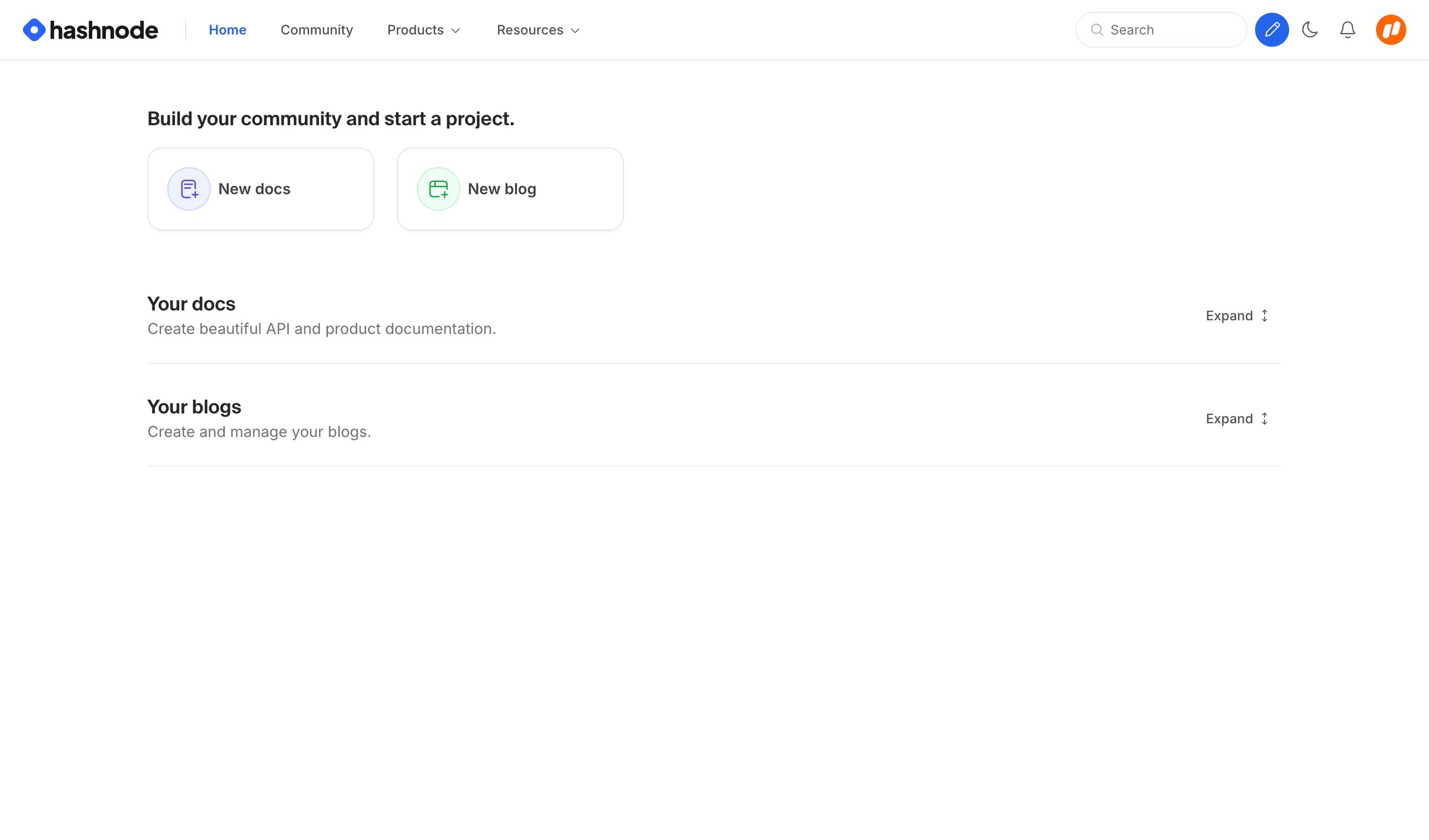 Hashnode screen