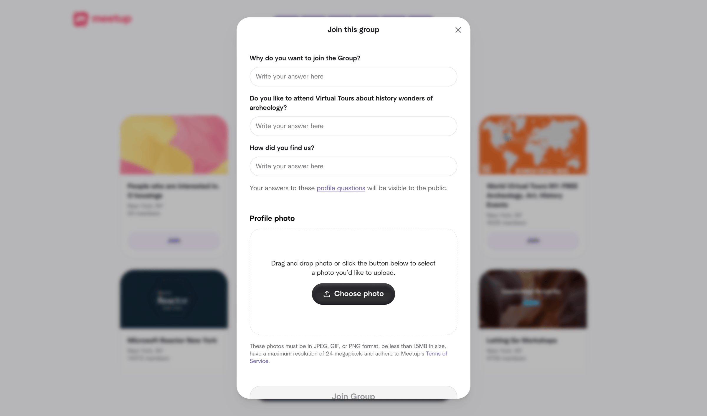 Meetup - Welcome | Meetup screen