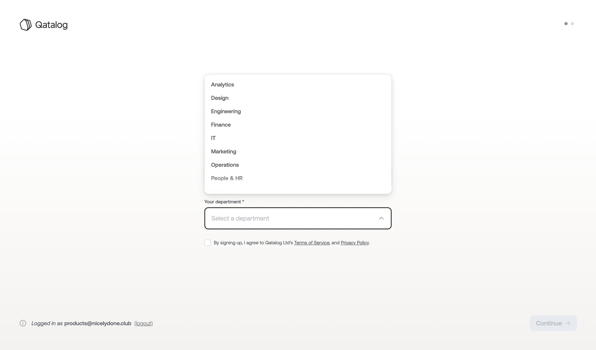 Qatalog screen
