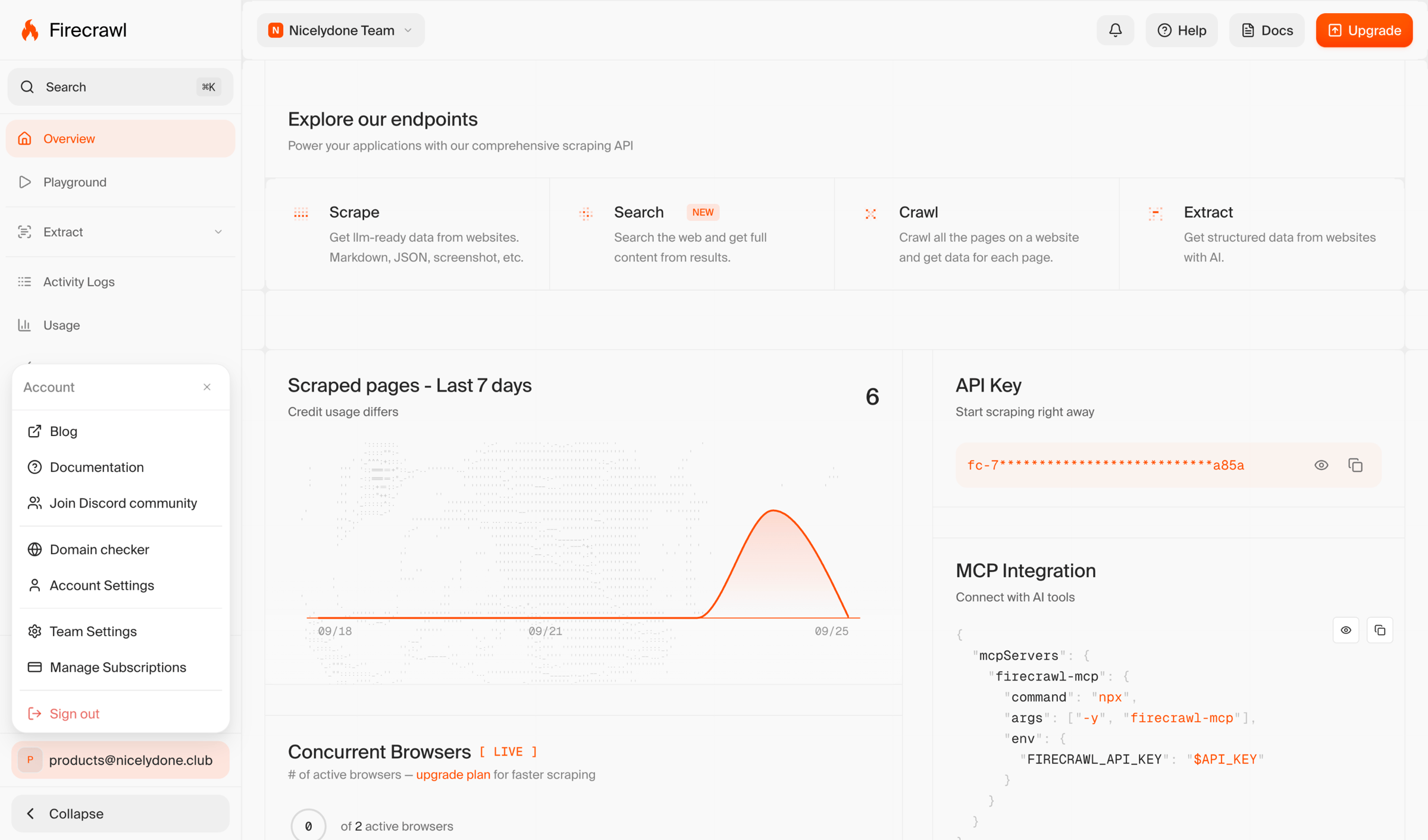 Firecrawl - Dashboard | Firecrawl screen