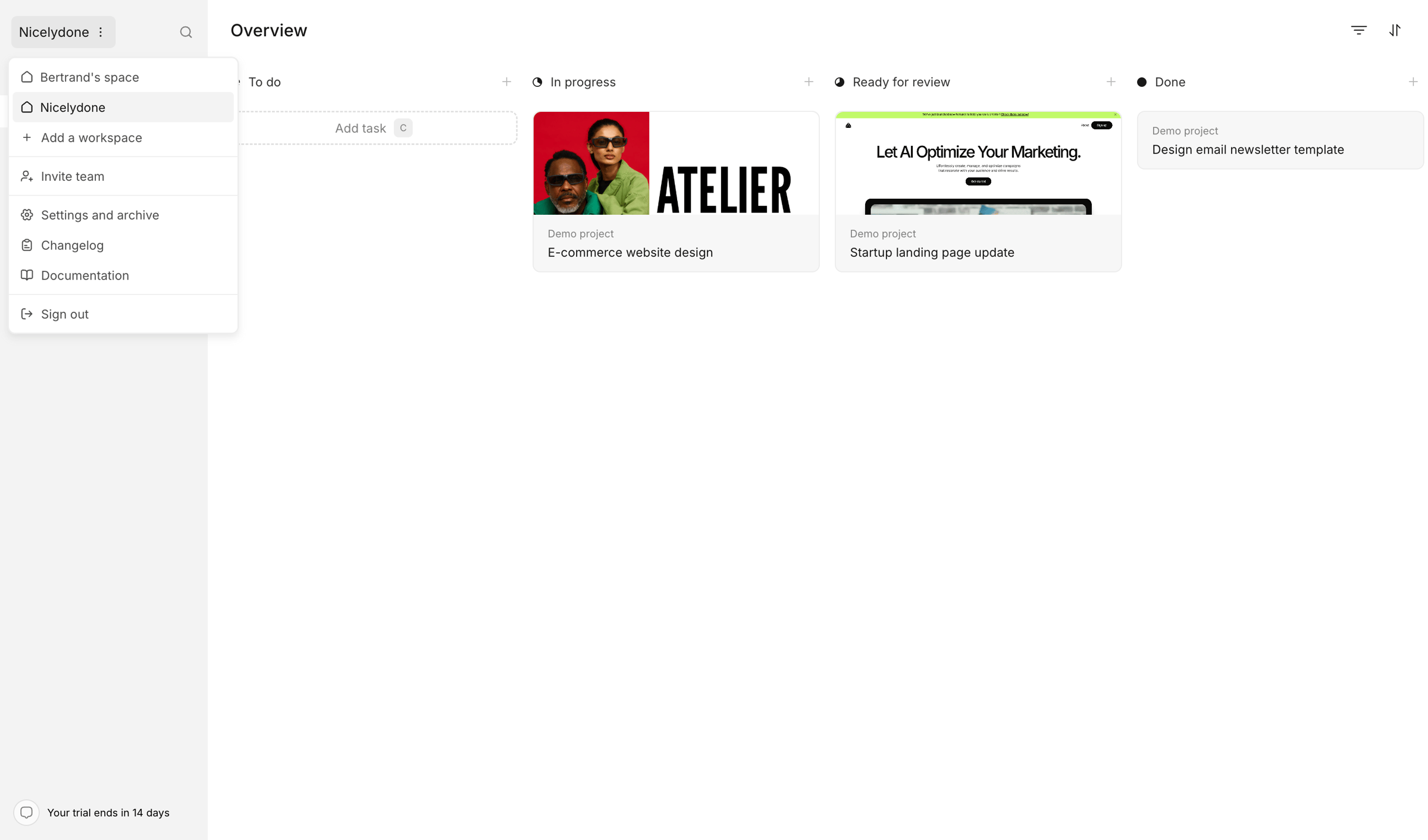Workflow screen