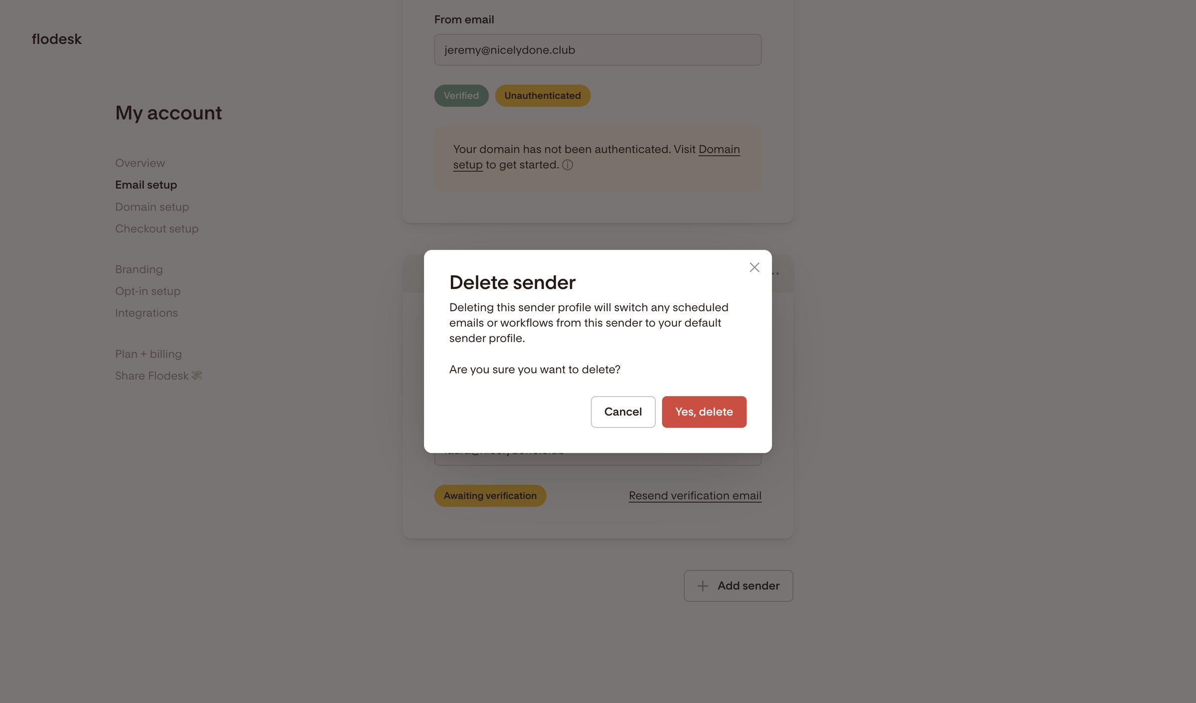 Flodesk - Sending addresses | Flodesk screen