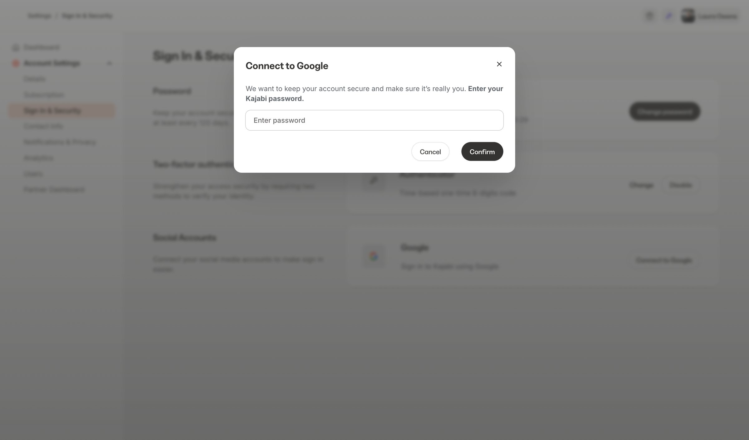 Kajabi - Kajabi - adminsettingssecurity screen