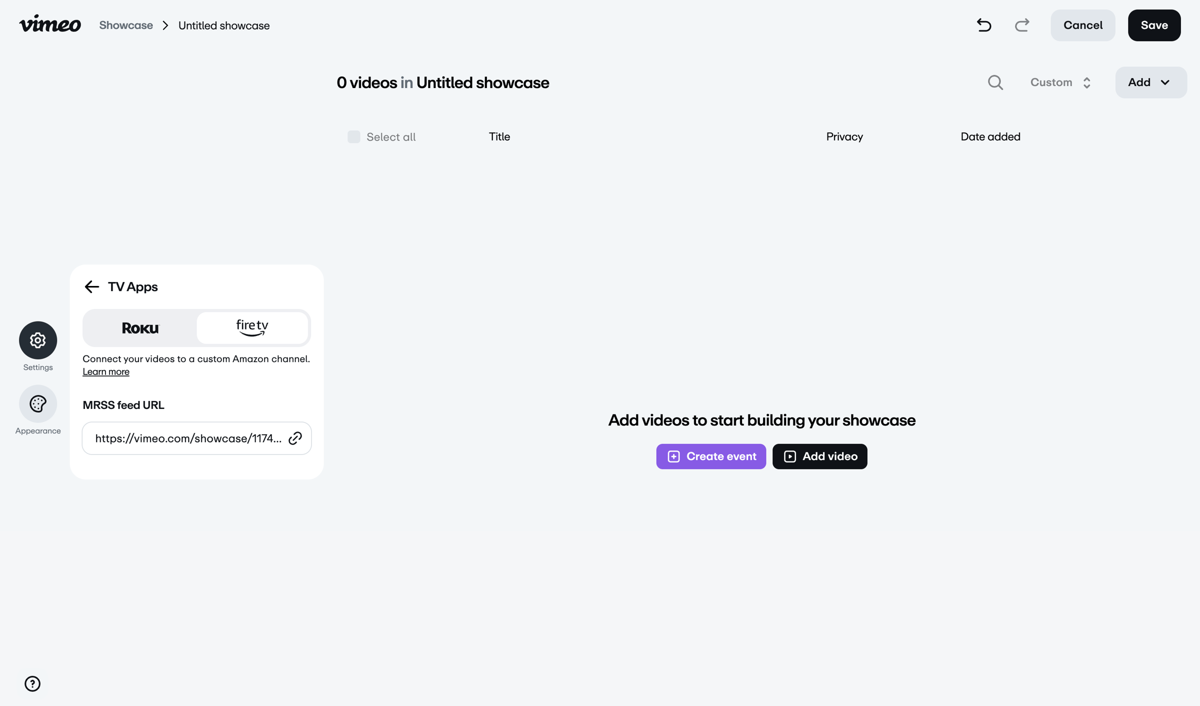 Vimeo - Untitled showcase screen