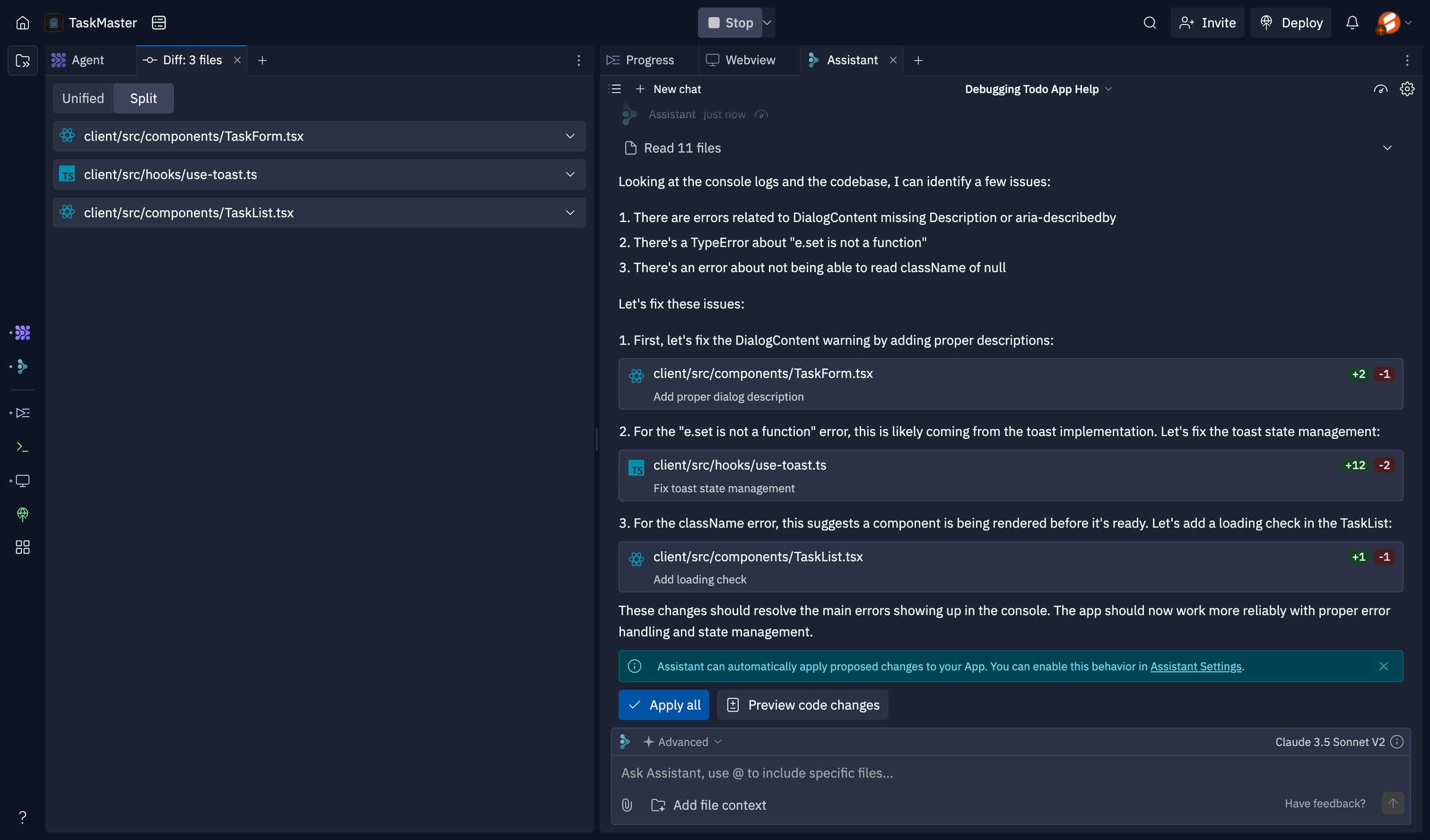 Replit - TaskMaster - Replit screen