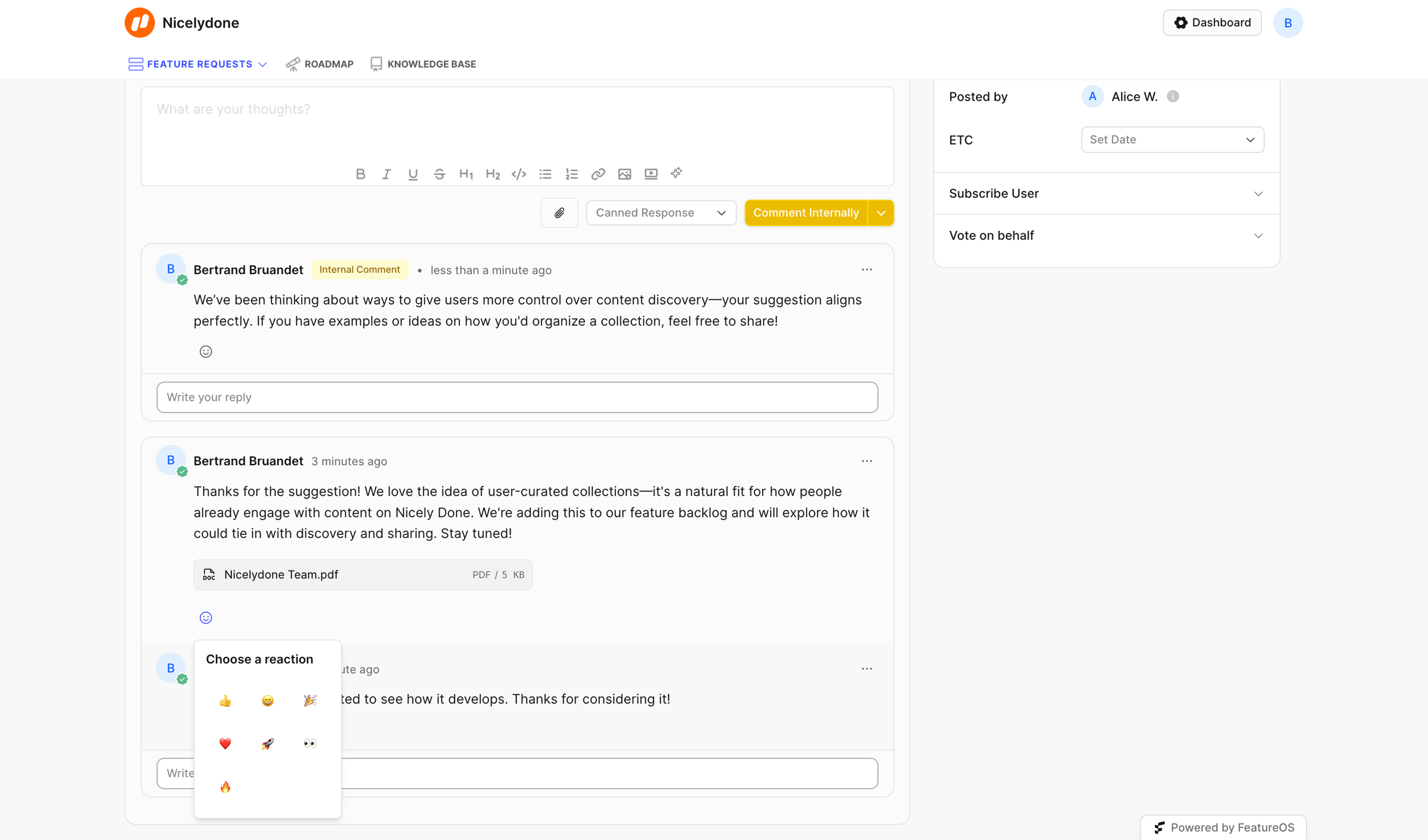 FeatureOS - Feature Request: User-Curated Collections | Nicelydone screen