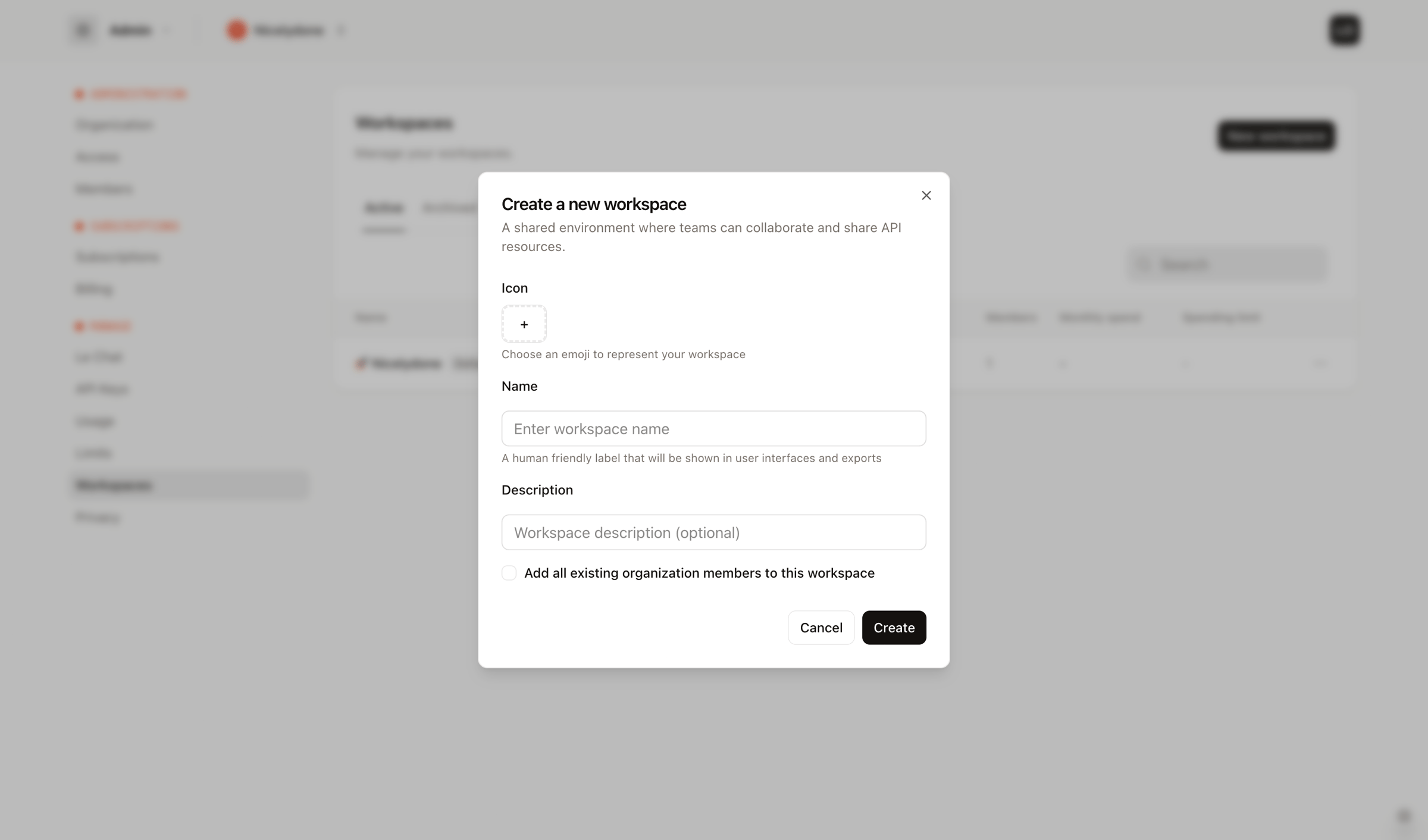 Mistral - Workspaces - Admin - Mistral AI screen