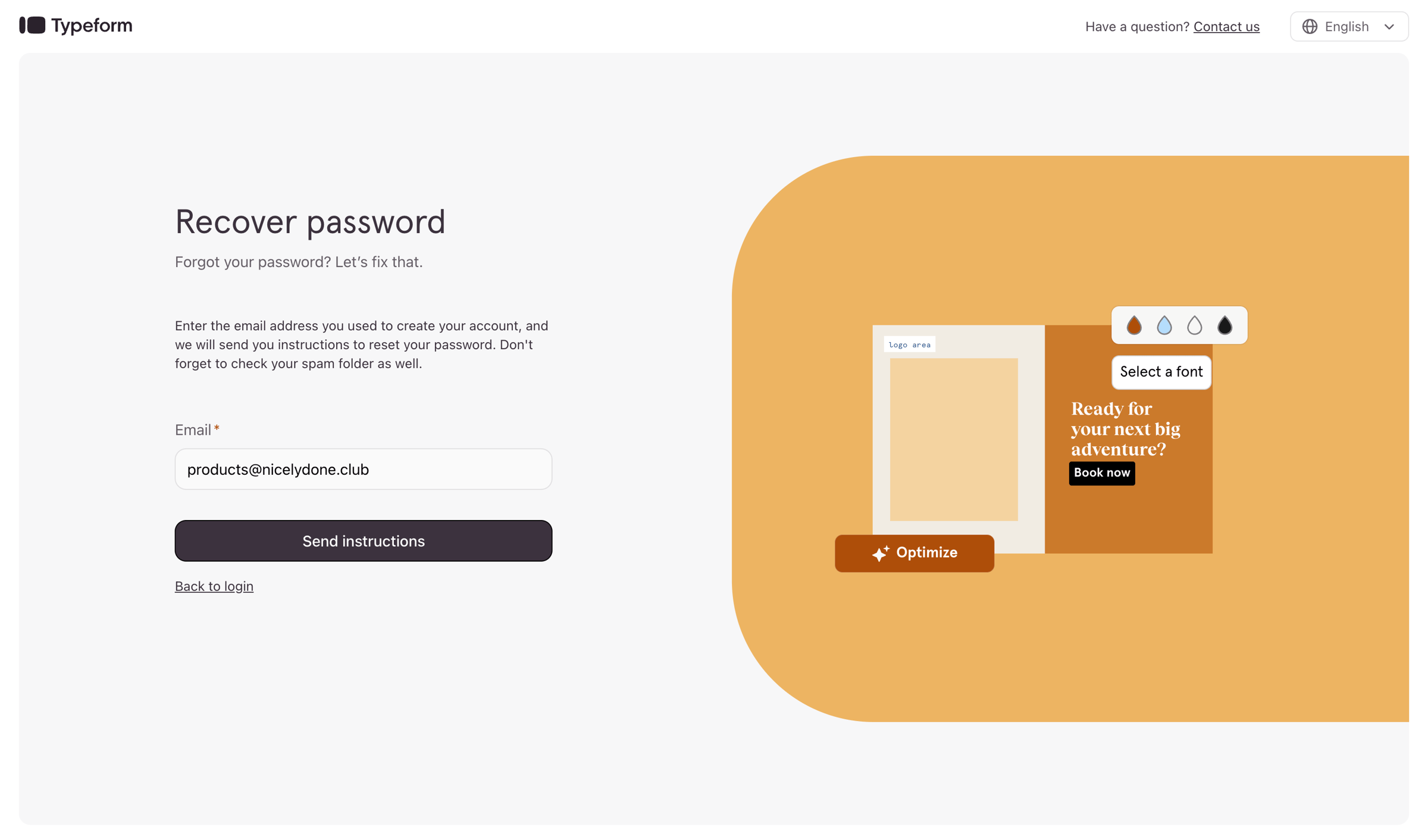 Typeform screen