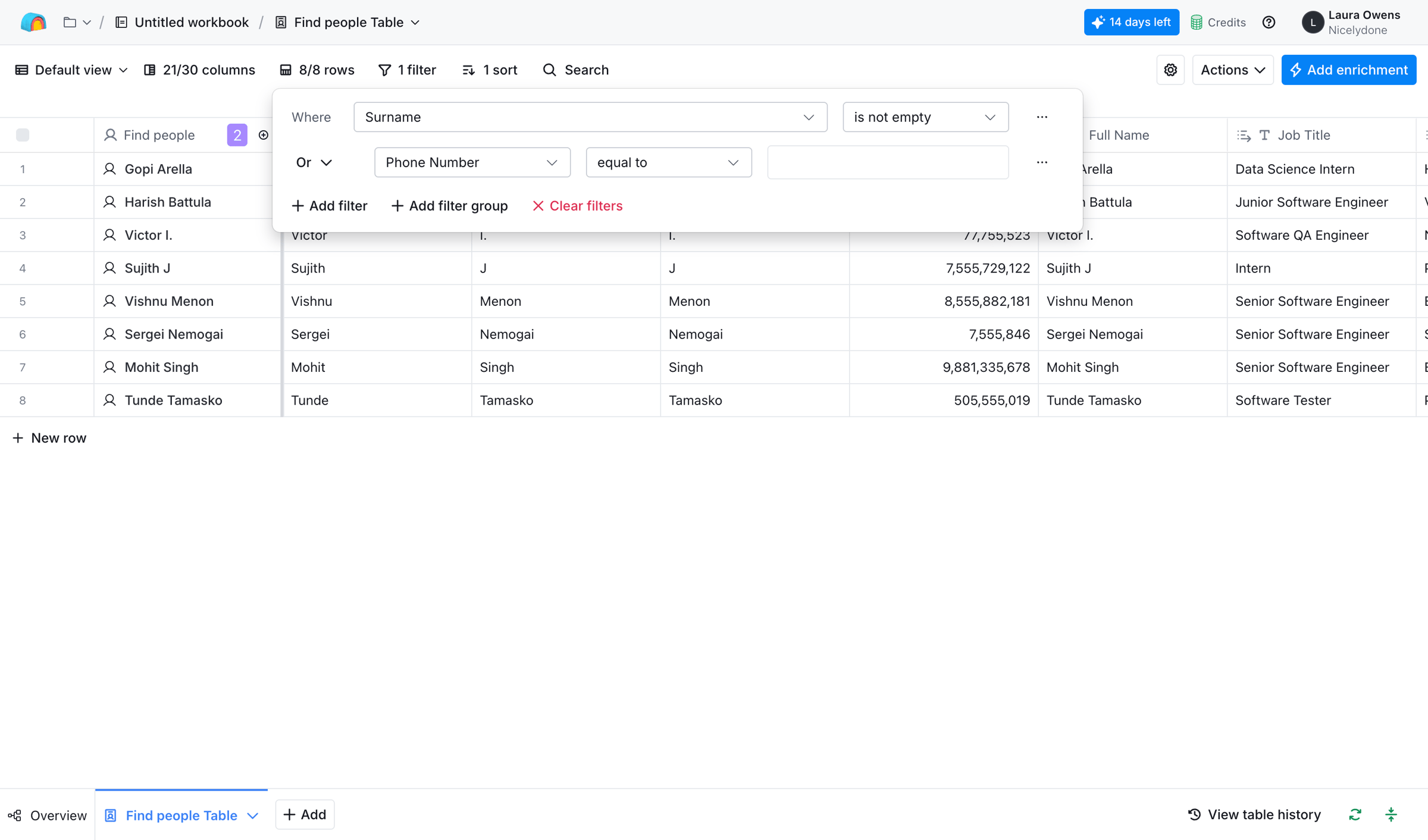 Clay - Clay | Find people Table screen