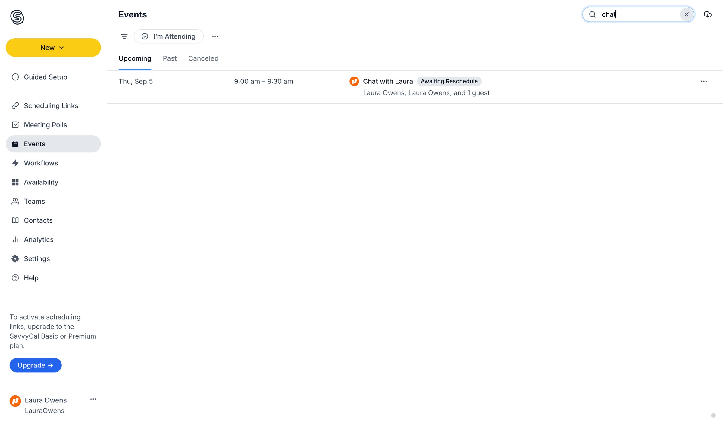 SavvyCal - Events screen