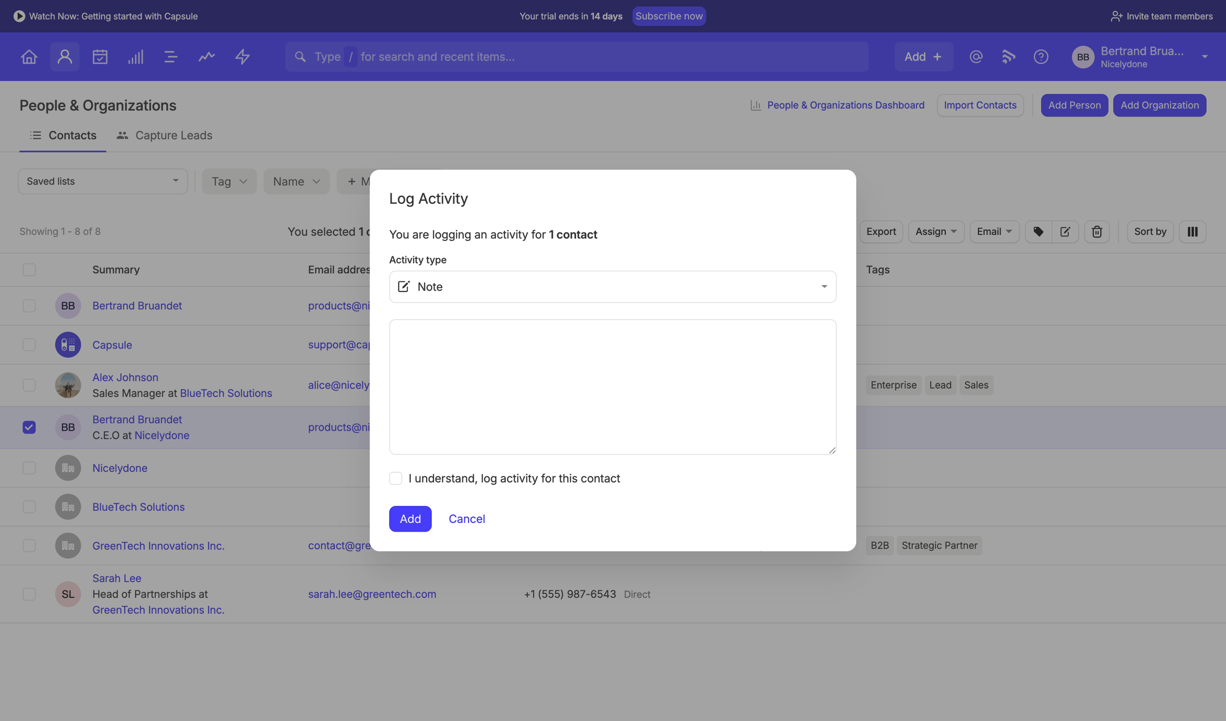 People & Organizations | Nicelydone CRM from Capsule