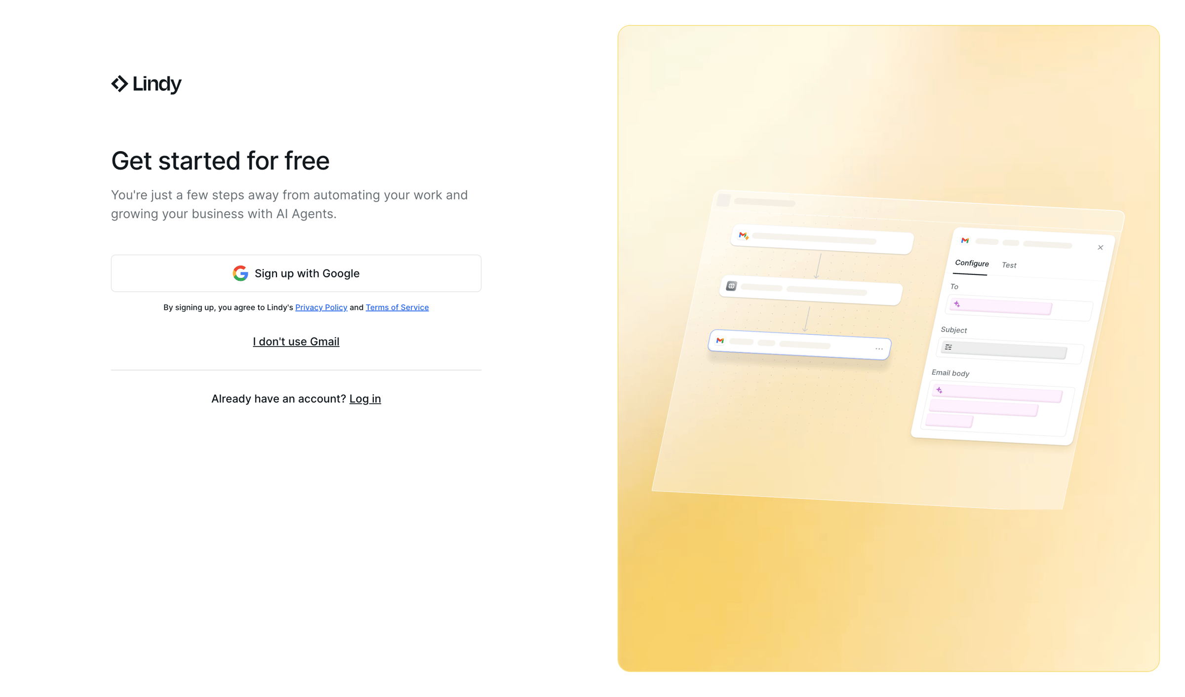 Lindy - Lindy Signup screen
