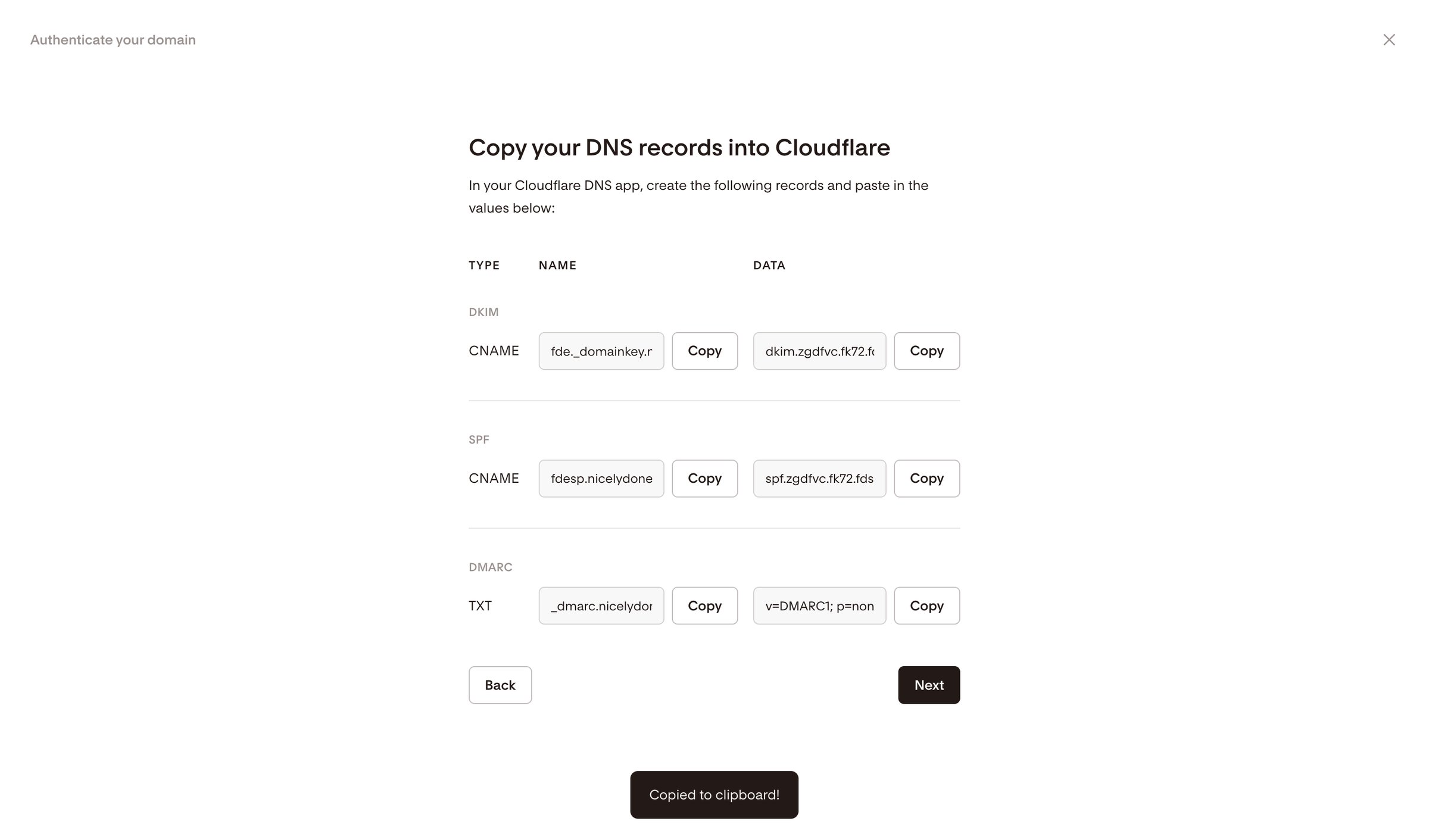 Flodesk - Domain authentication | Flodesk screen