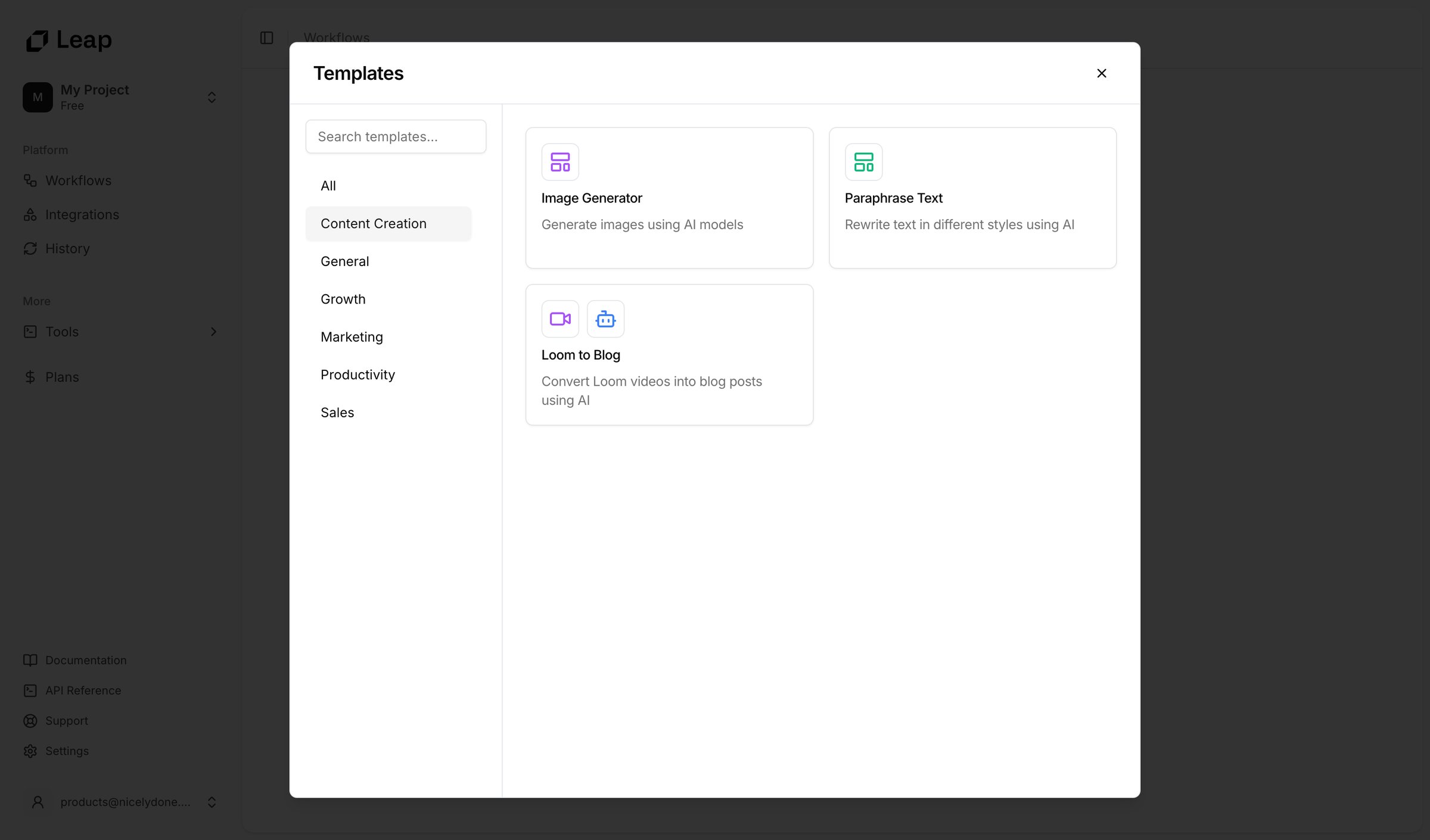 Leap - Leap AI | Automate any workflow with AI screen
