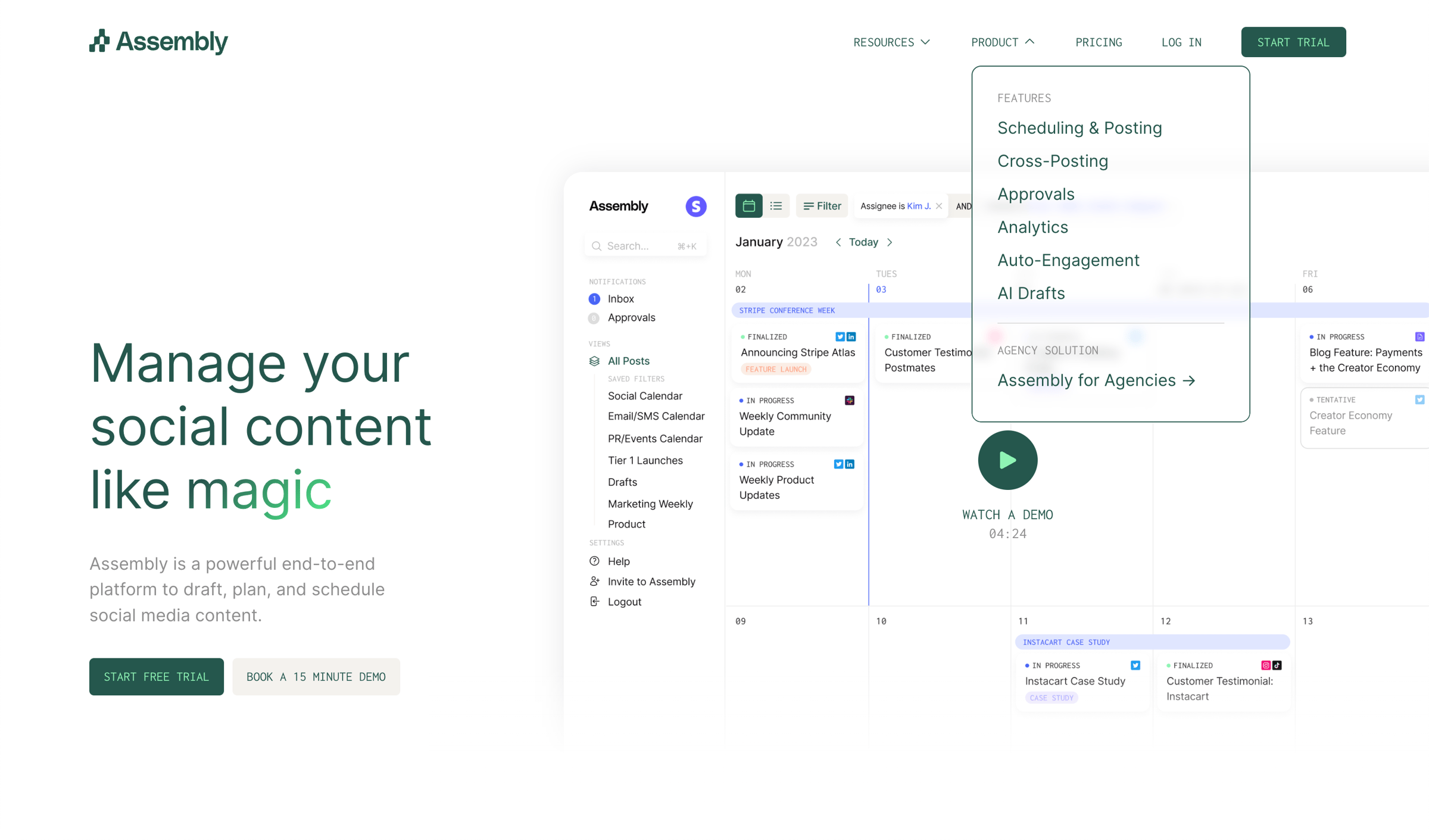 Assembly - Assembly | Social Media Management Tool screen