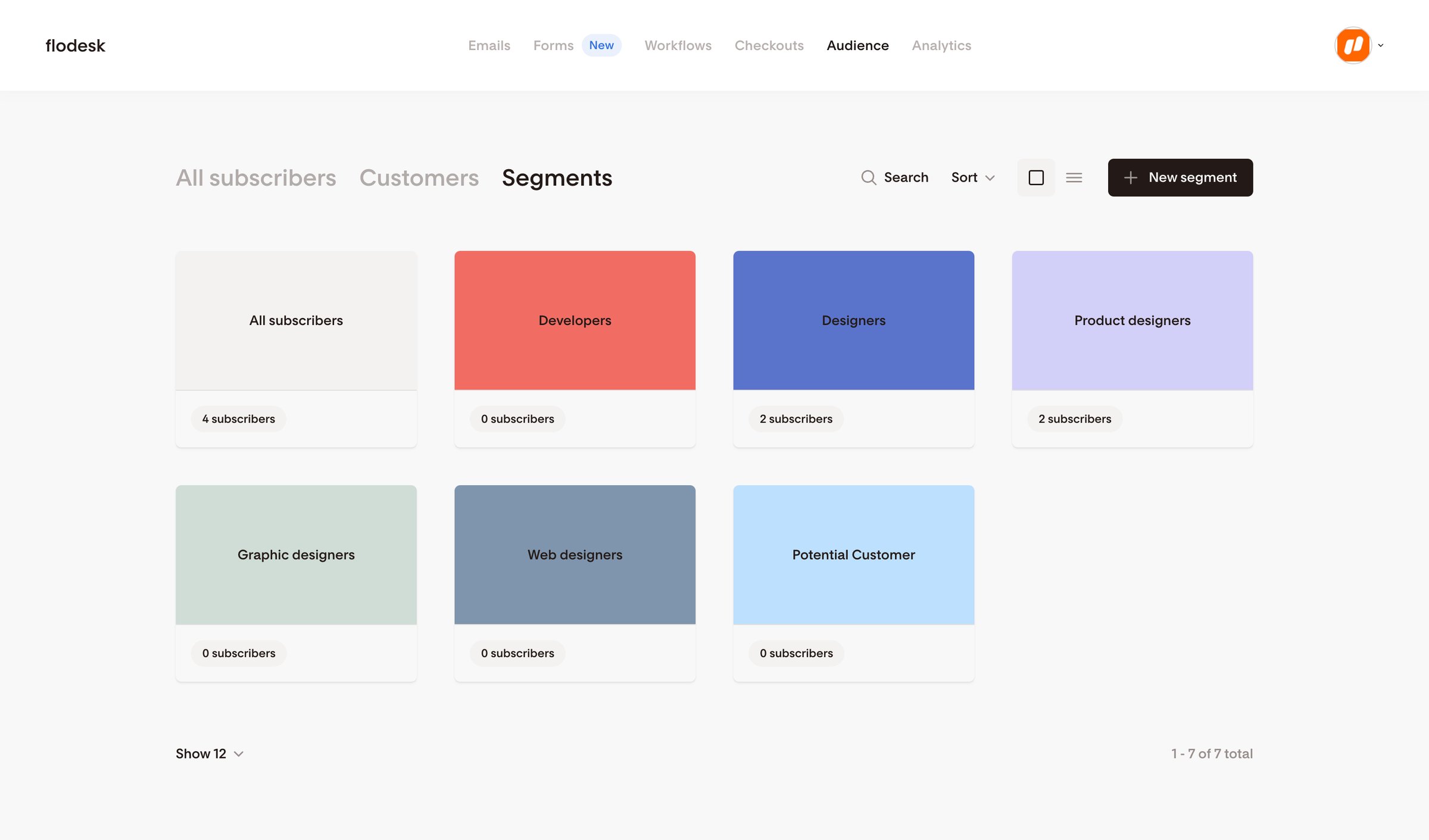 Flodesk - Segments | Flodesk screen