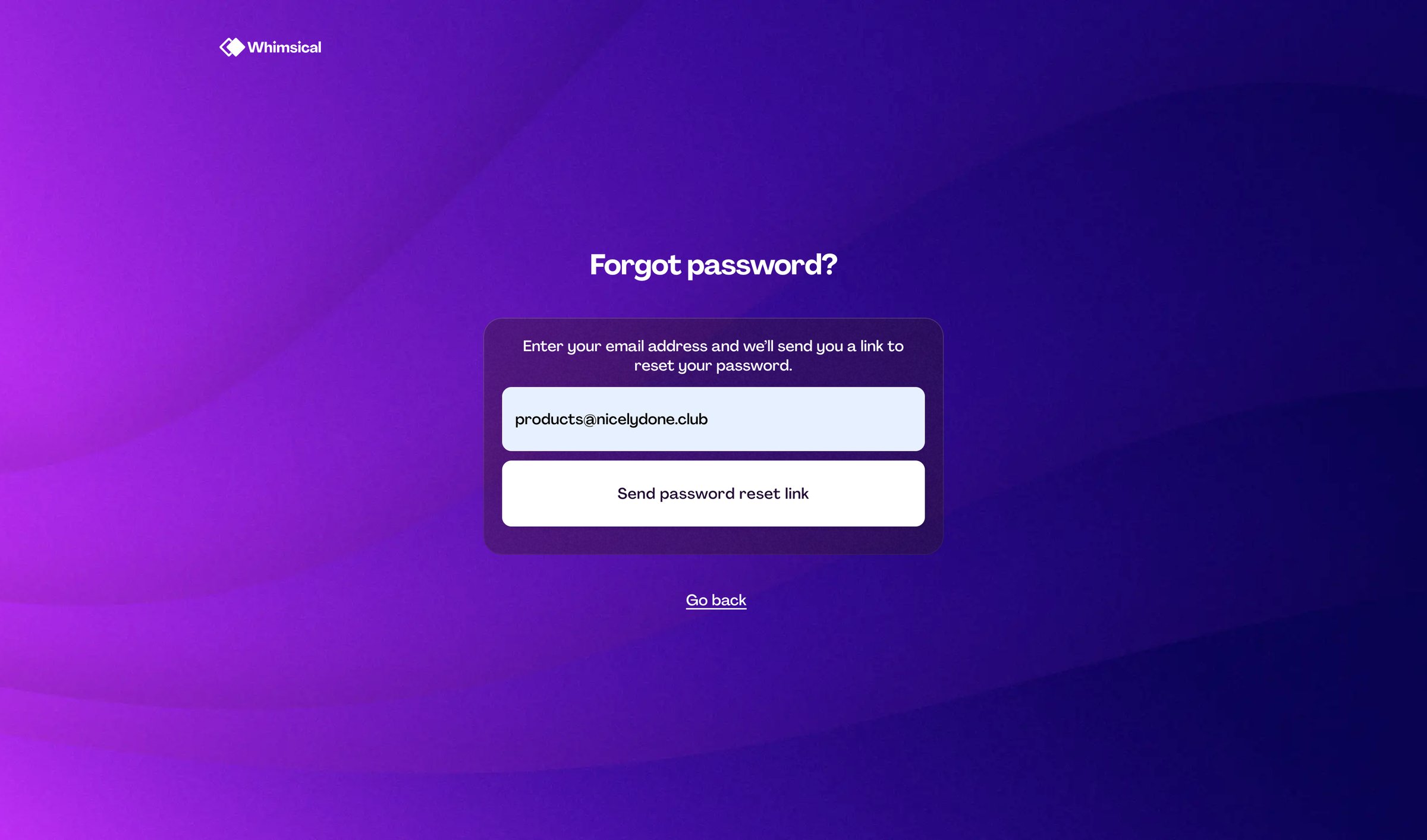 Whimsical - Forgot password | Whimsical screen