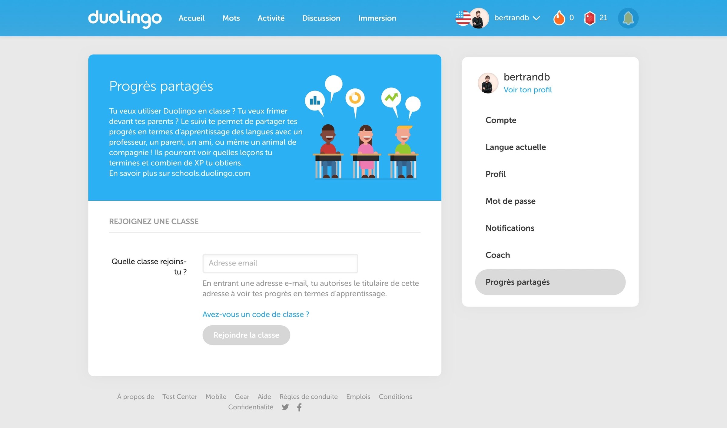 Duolingo - Team screen