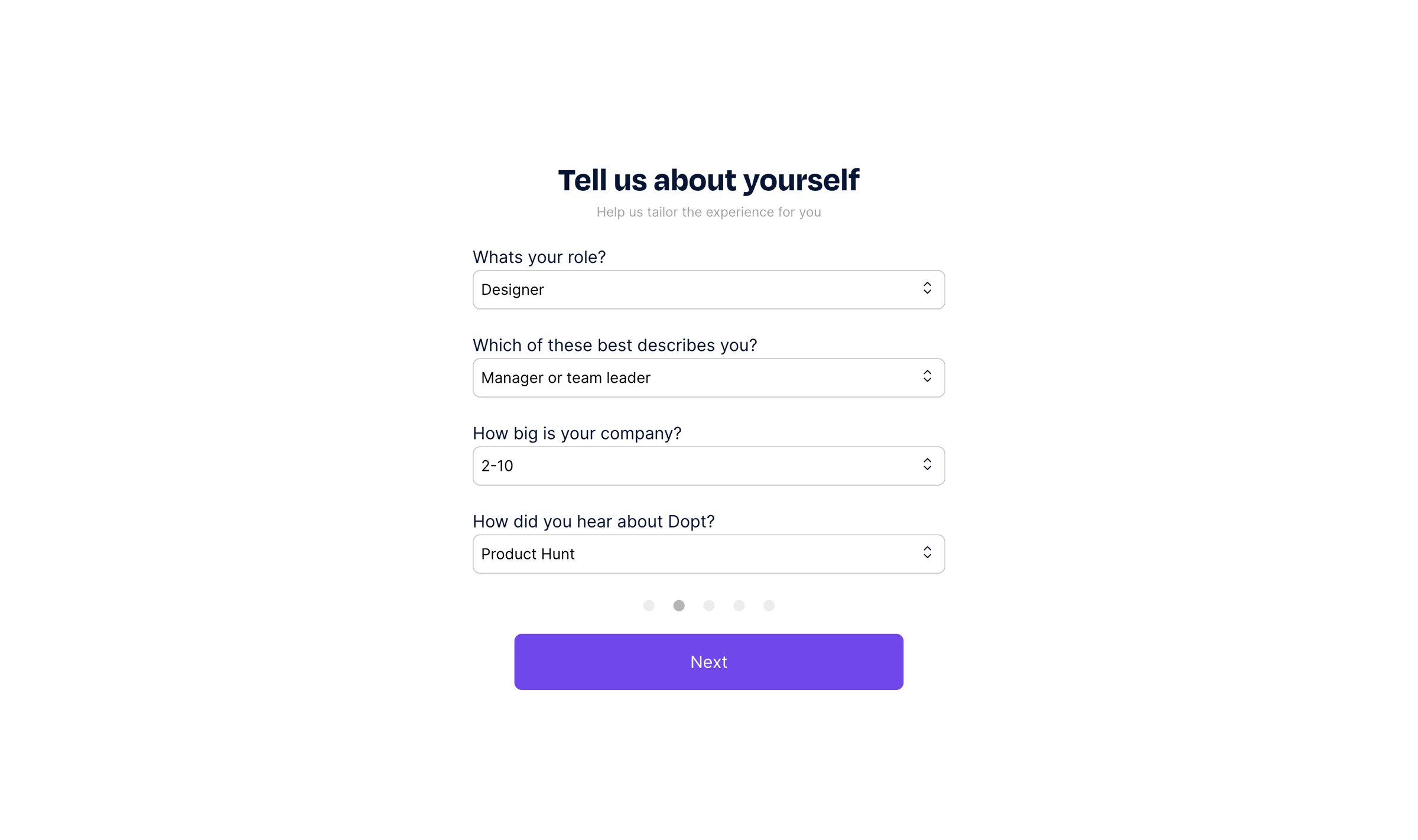 Dopt - Welcome to Dopt screen