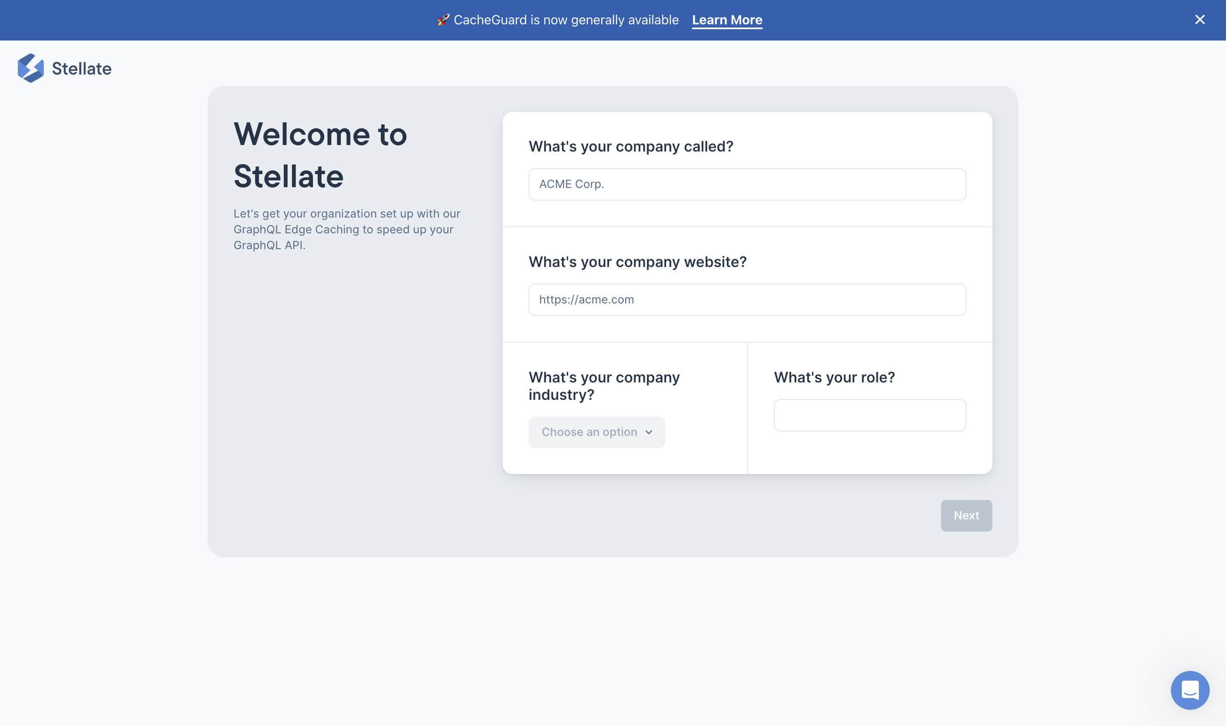 Stellate - Onboarding - Stellate screen