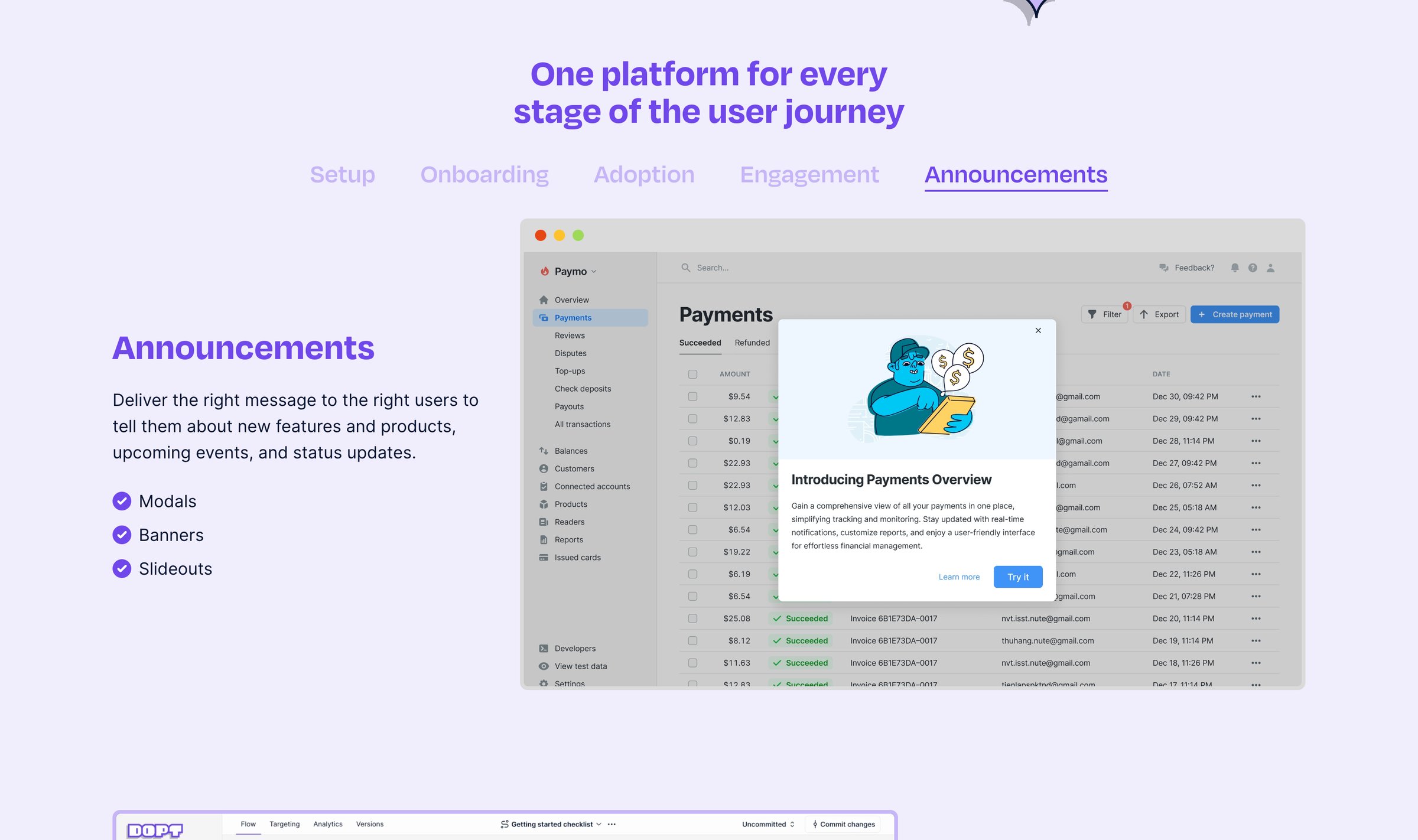 Dopt - Dopt — Ship self-serve product onboarding and education, your way screen