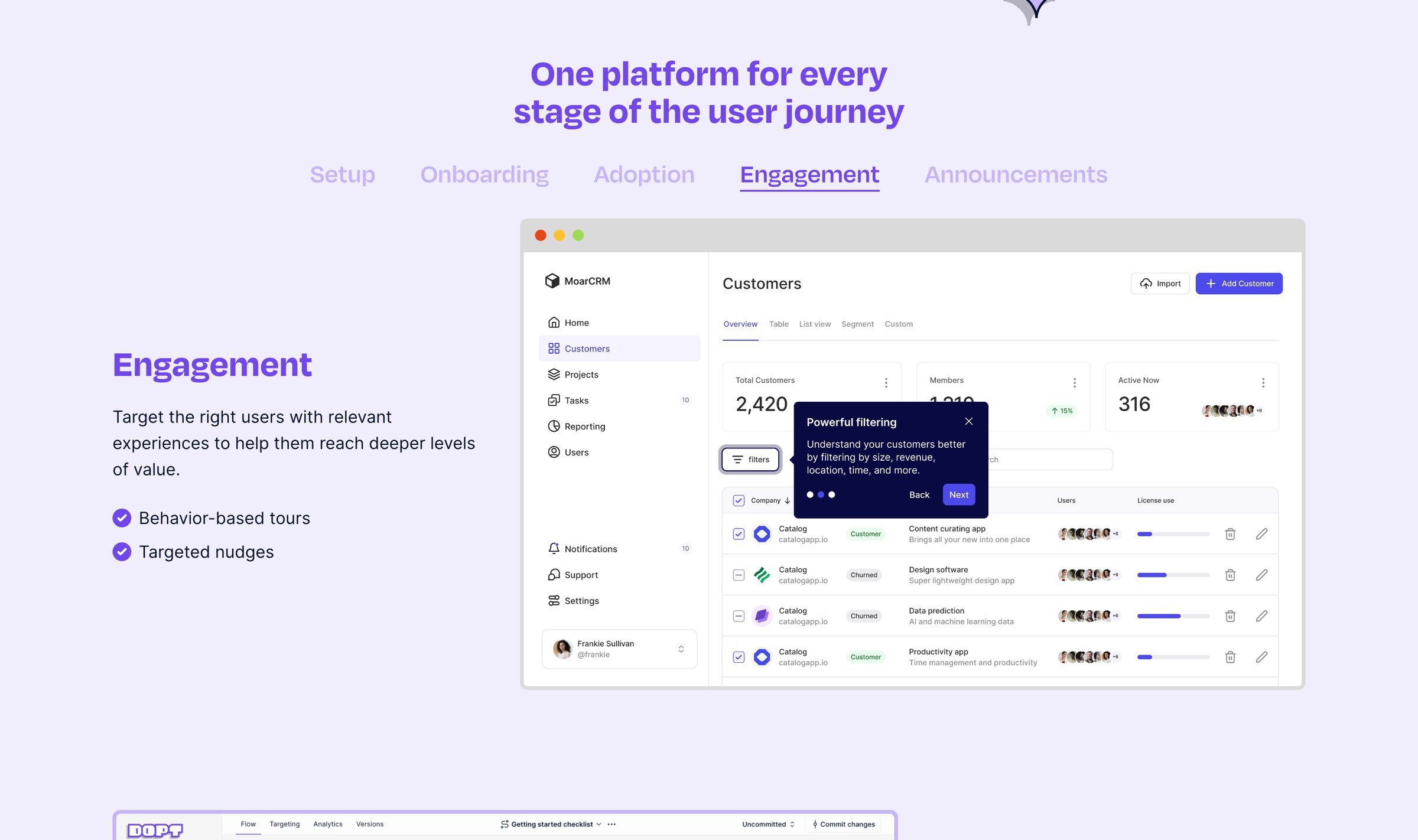 Dopt - Dopt — Ship self-serve product onboarding and education, your way screen
