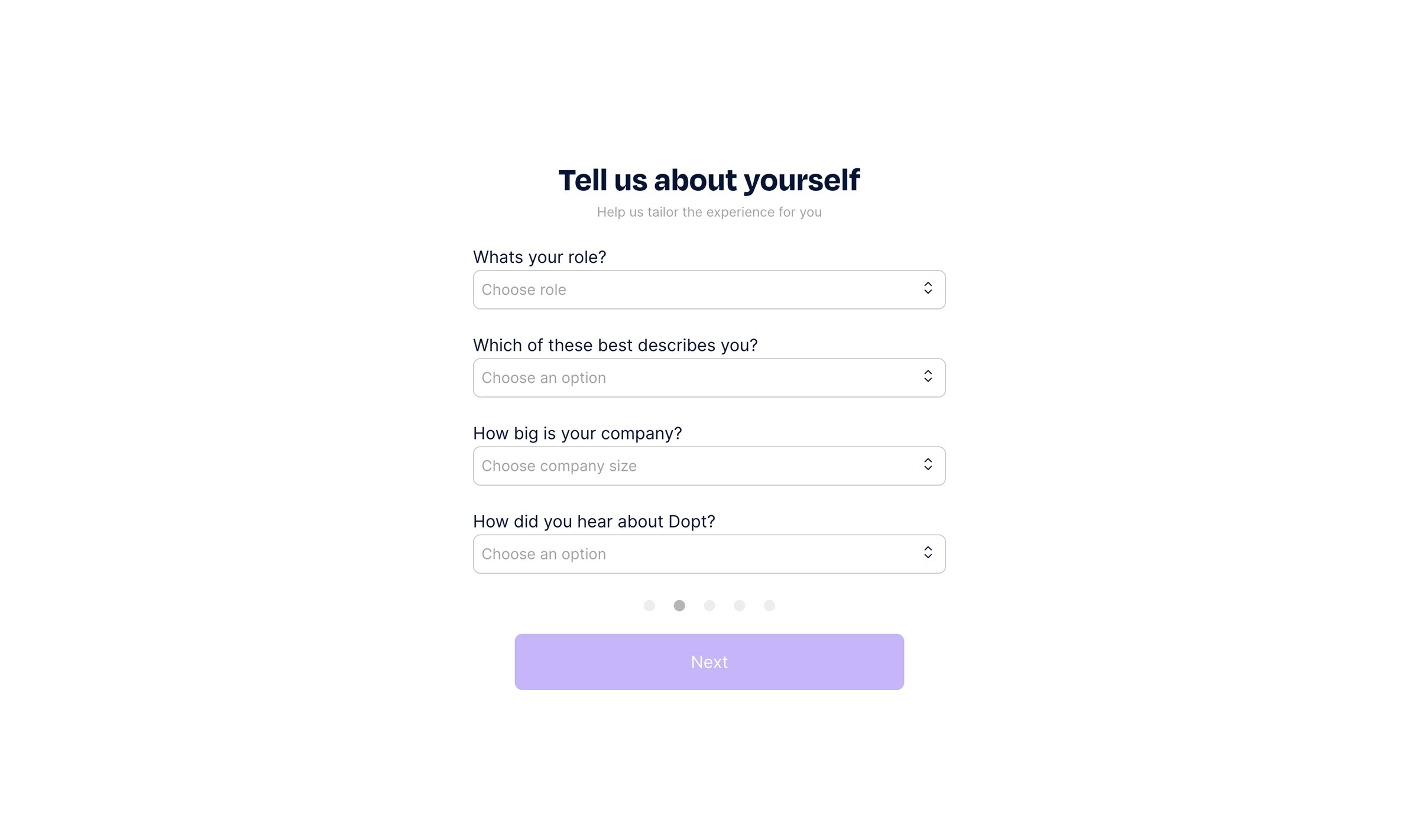 Dopt - Welcome to Dopt screen