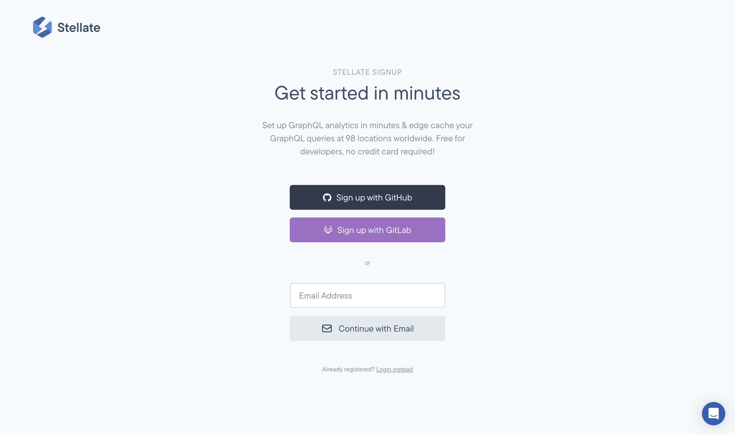 Stellate - Signup – Stellate screen