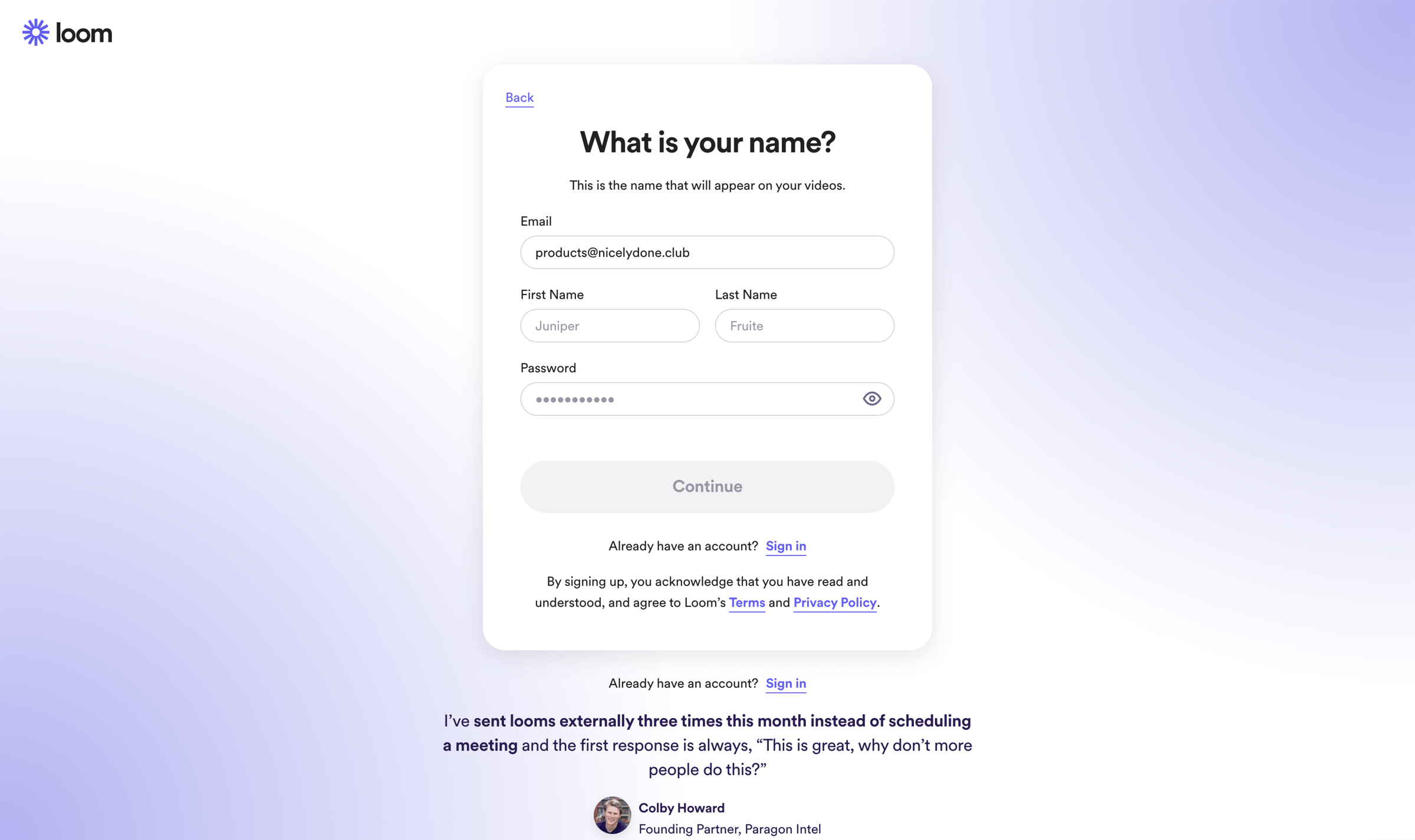 Loom - Sign up for Loom | Loom screen